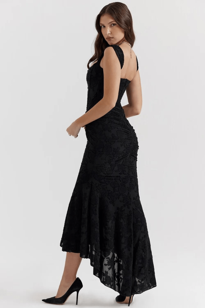 Maxi Dress Ladies Round Neck Long Sleeves Casual