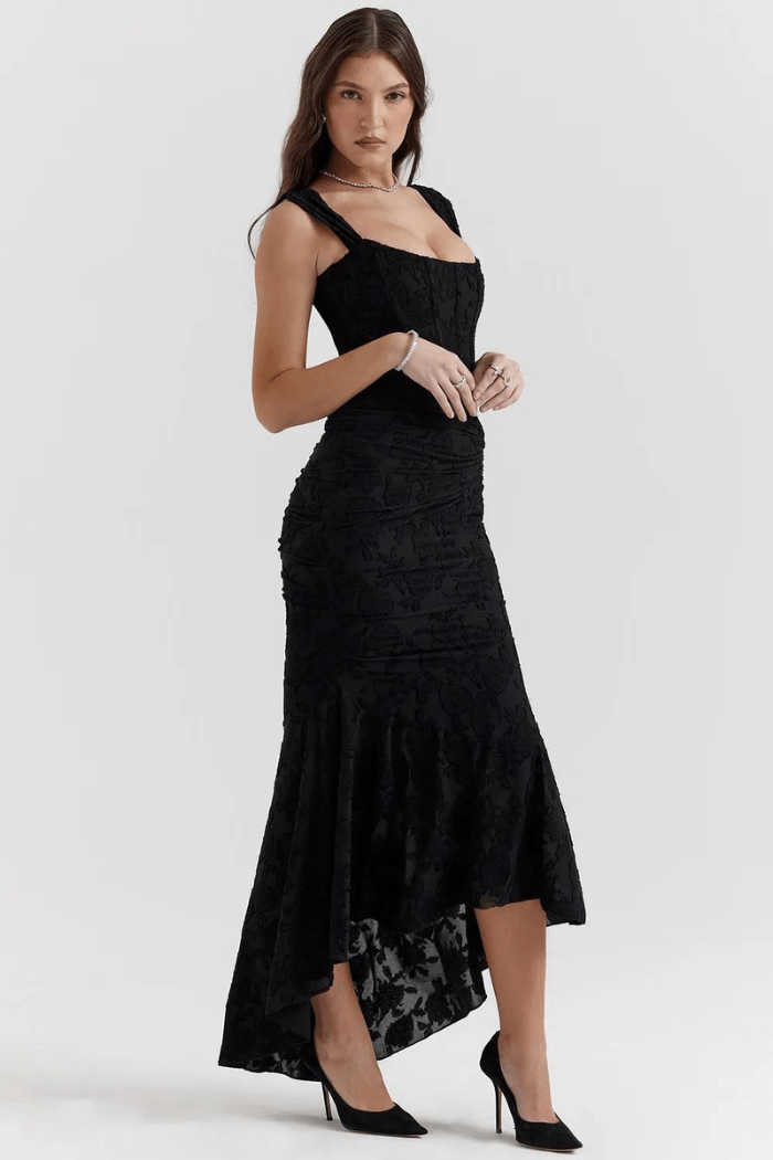 Maxi Dress Ladies Round Neck Long Sleeves Casual
