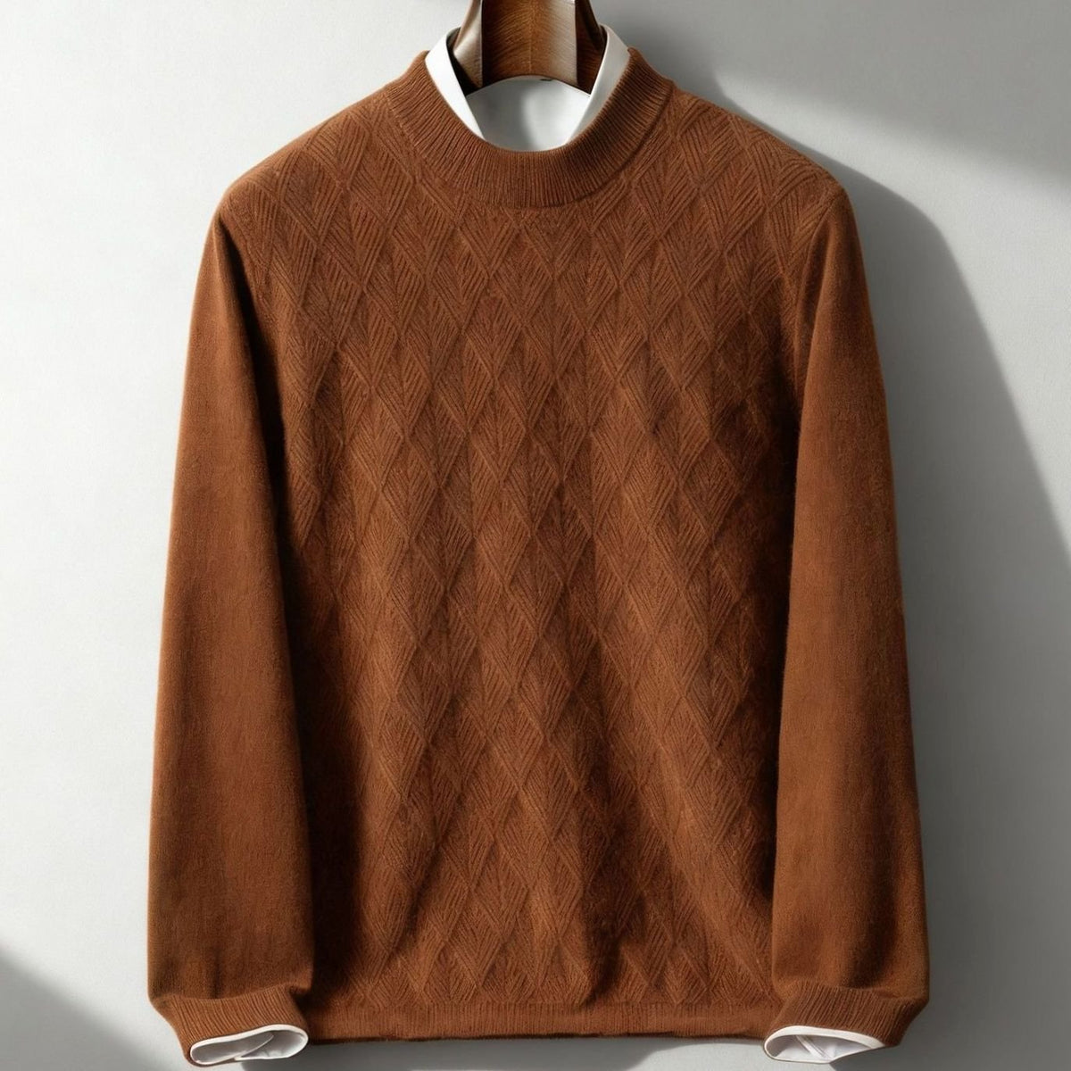 Caleb | Men's Knit Pullover Sweater with Diamond Texture and Mock Neck