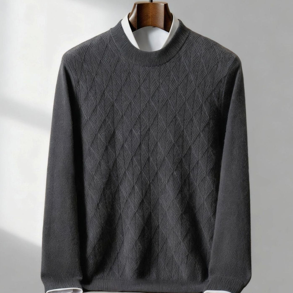 Caleb | Men's Knit Pullover Sweater with Diamond Texture and Mock Neck