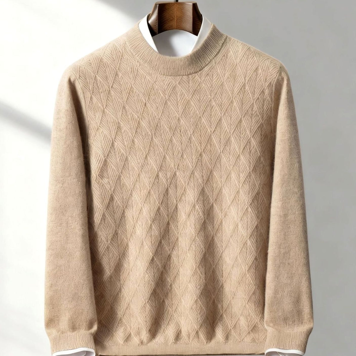 Caleb | Men's Knit Pullover Sweater with Diamond Texture and Mock Neck