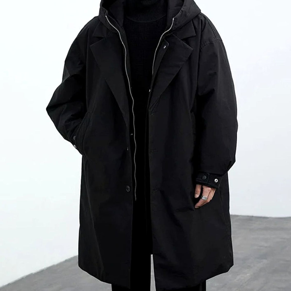 Ryan Men's Water-Resistant Hooded Insulated Long Trench Coat - Relaxed Fit