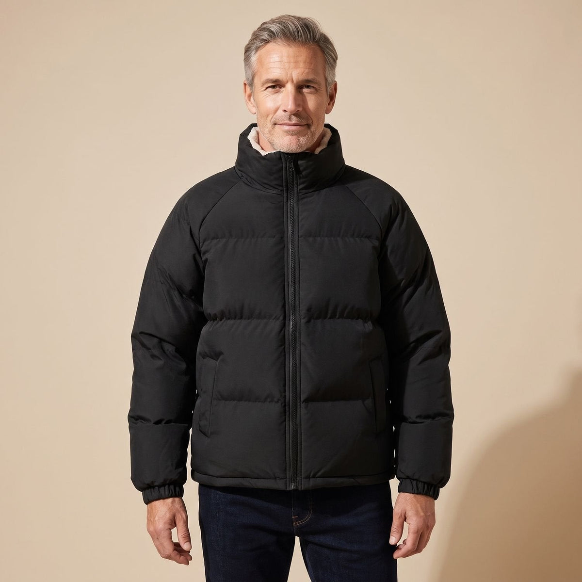 Nathan | Men's Quilted Funnel-Neck Puffer Jacket with Zip-Up Closure