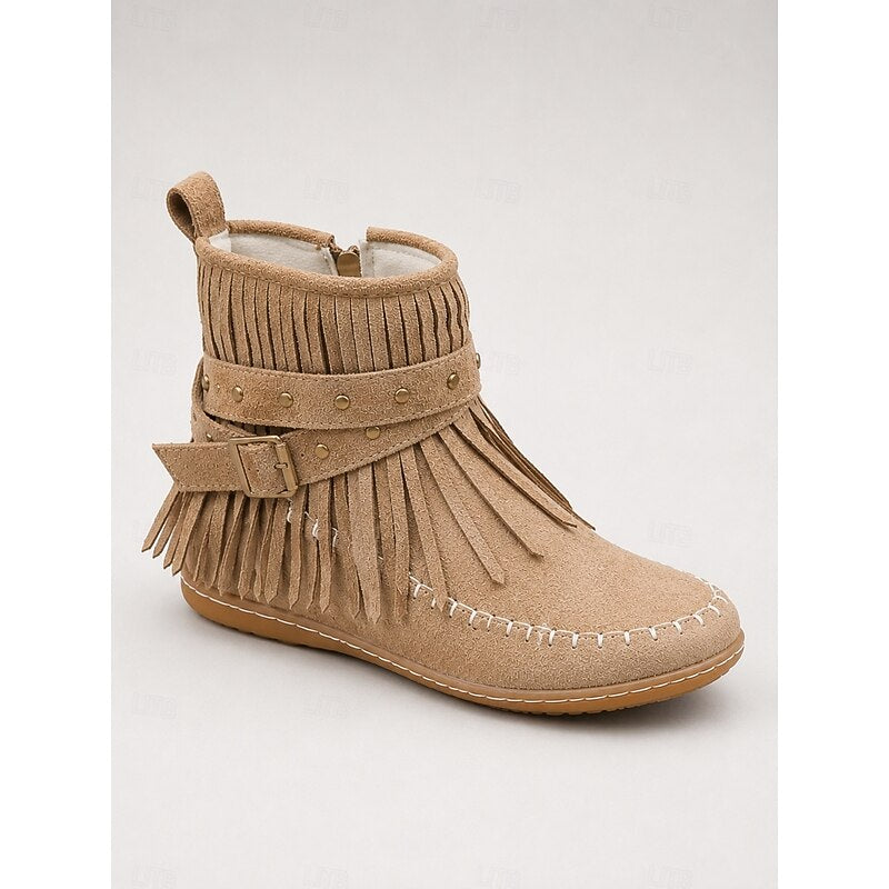 Maren | Fringe-Trimmed Western Ankle Boots
