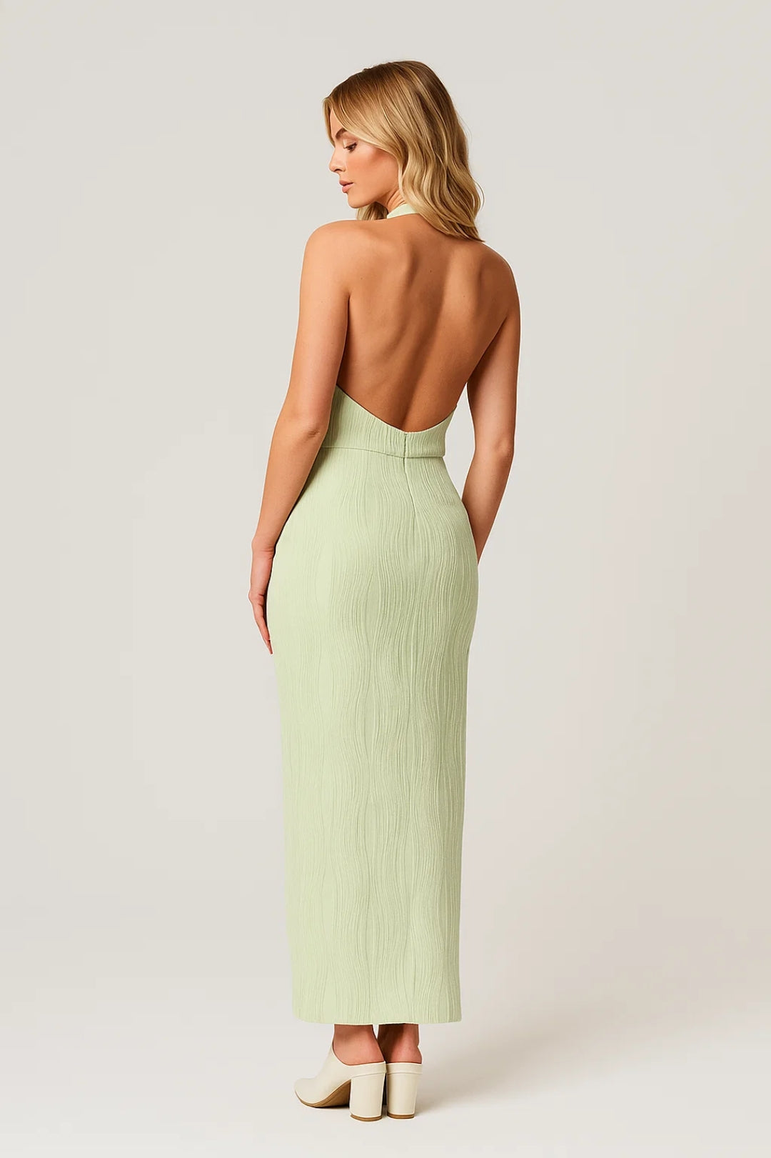 Midi Dress Ladies Halter Open Back Wedding Guest Summer