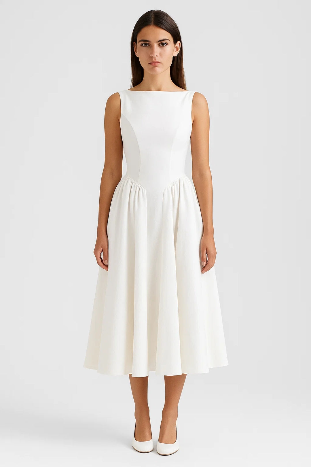 Midi Dress Ladies Open Back Fitted Casual Summer