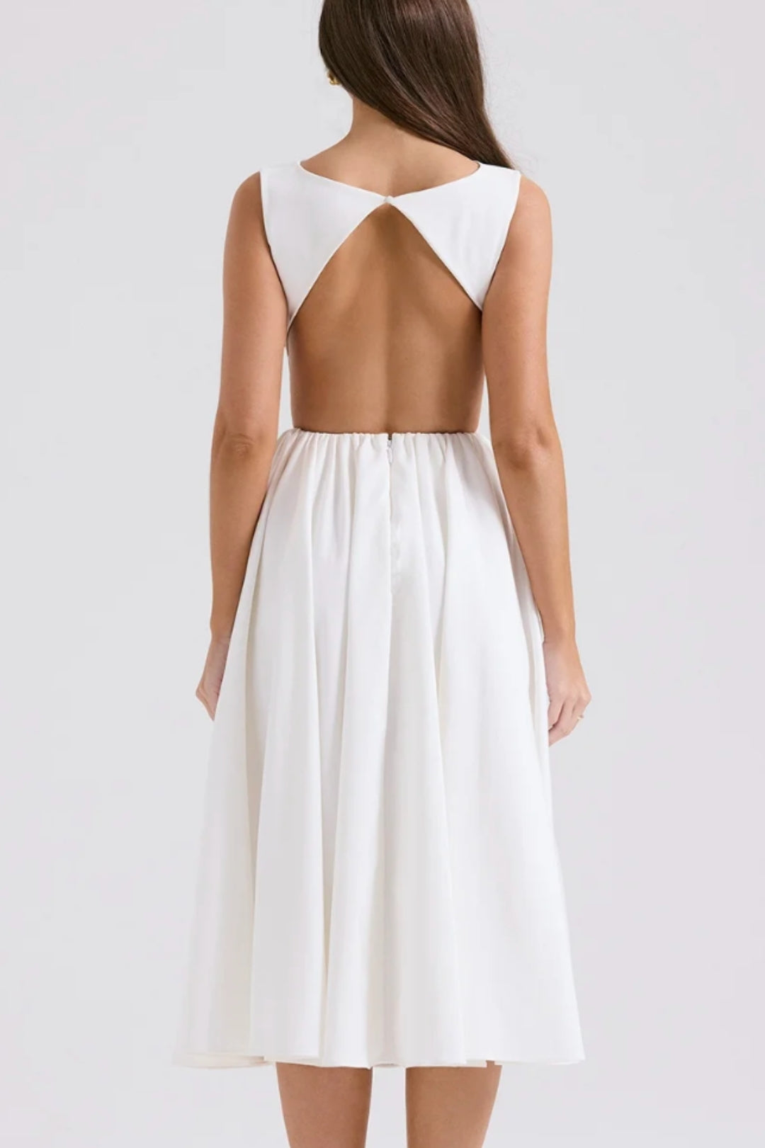 Midi Dress Ladies Open Back Fitted Casual Summer