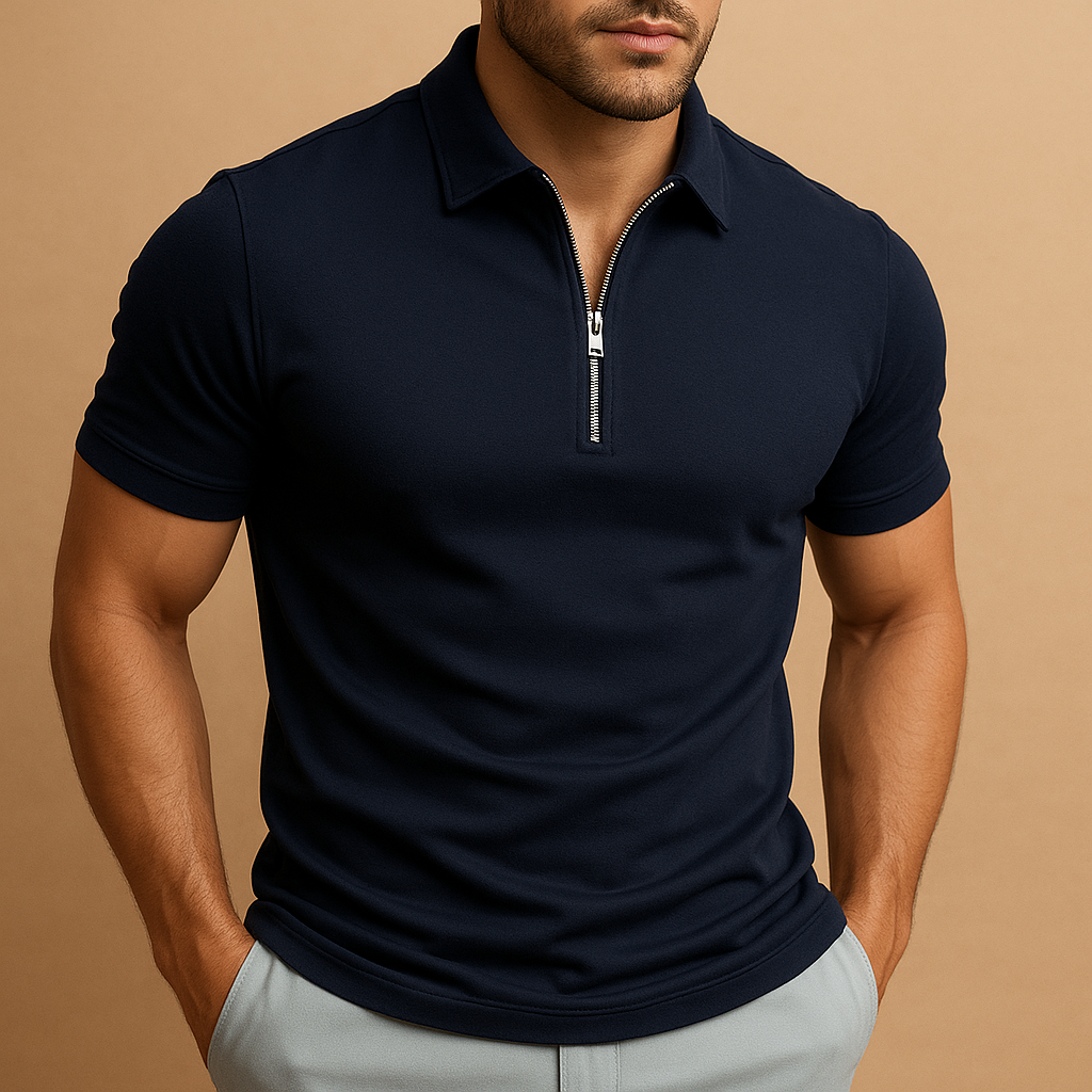Daan – Men's polo with zip and modern fit