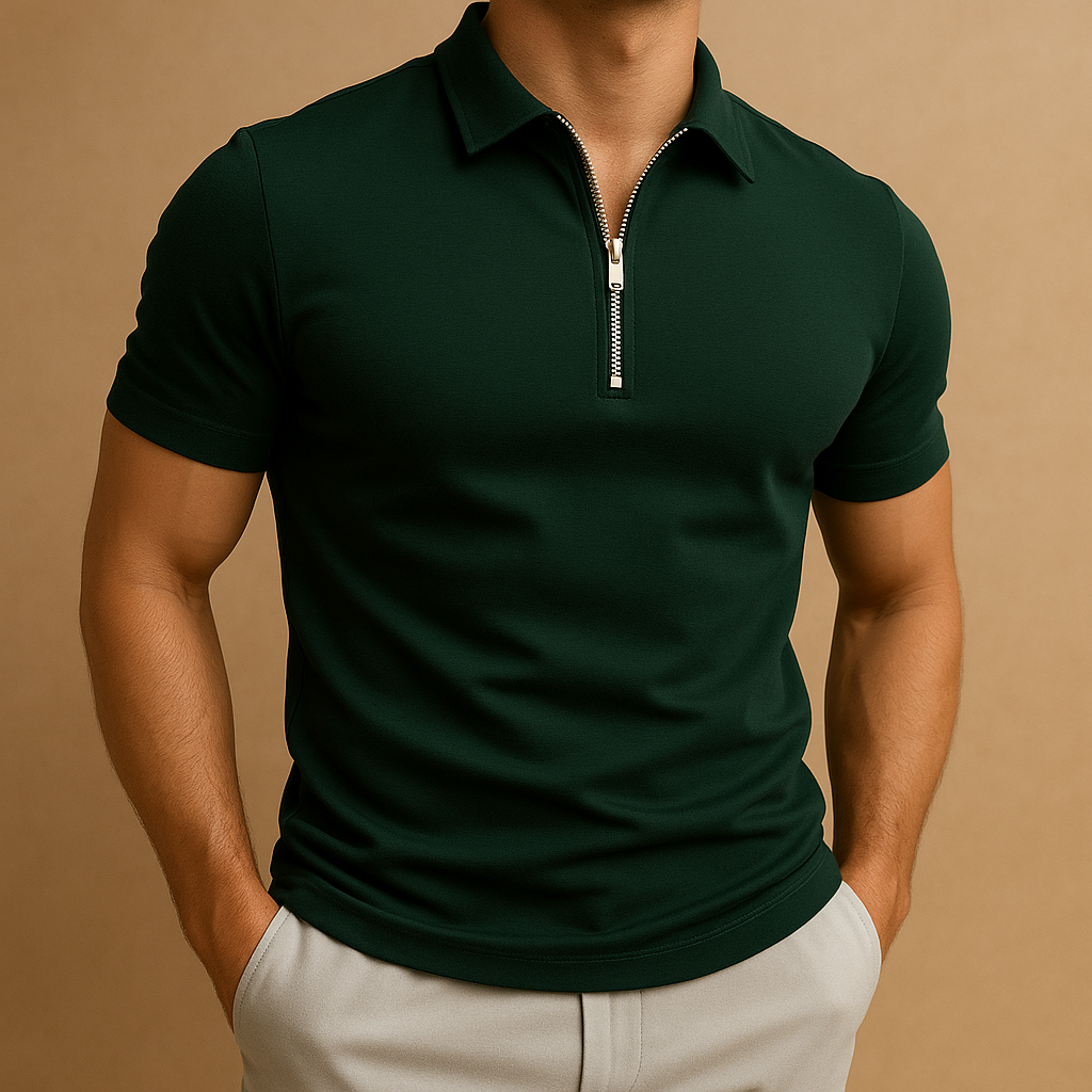 Daan – Men's polo with zip and modern fit
