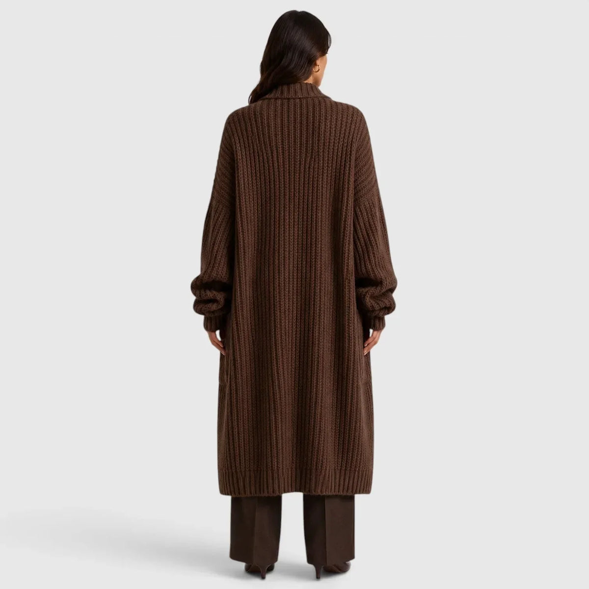Long Women's Knitted Waistcoat with Pockets