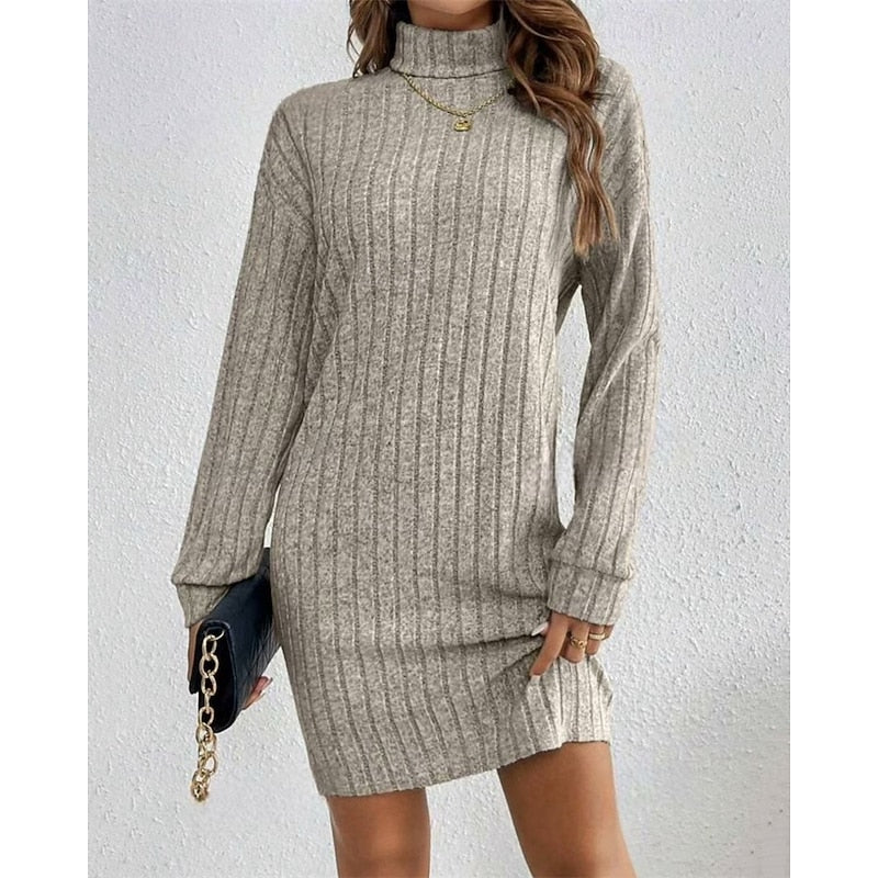 Imogen | Ribbed High-Collar Sweater Dress