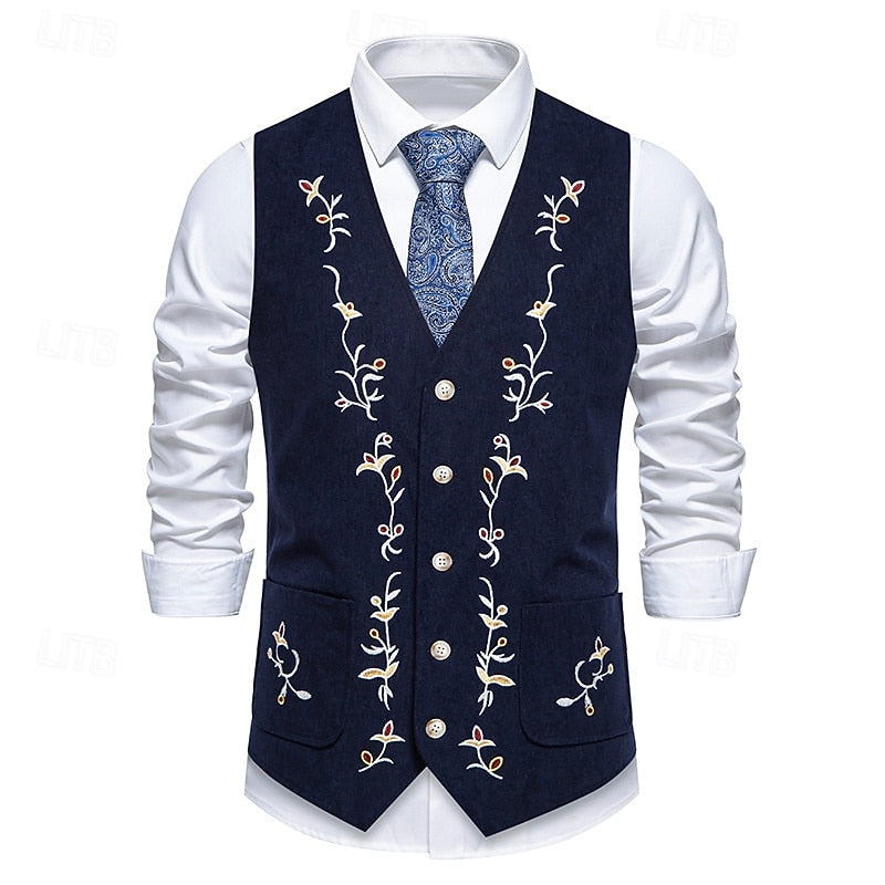 Jonah | Floral Embroidery Waistcoat