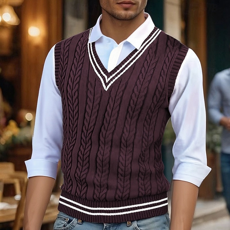 Percy | V-Neck Sweater Vest with Cable Knit Design