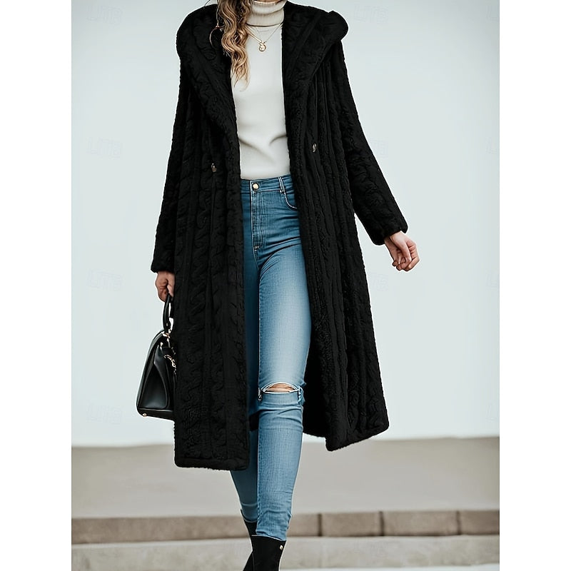 Marion | Extended Hooded Open-Front Coat