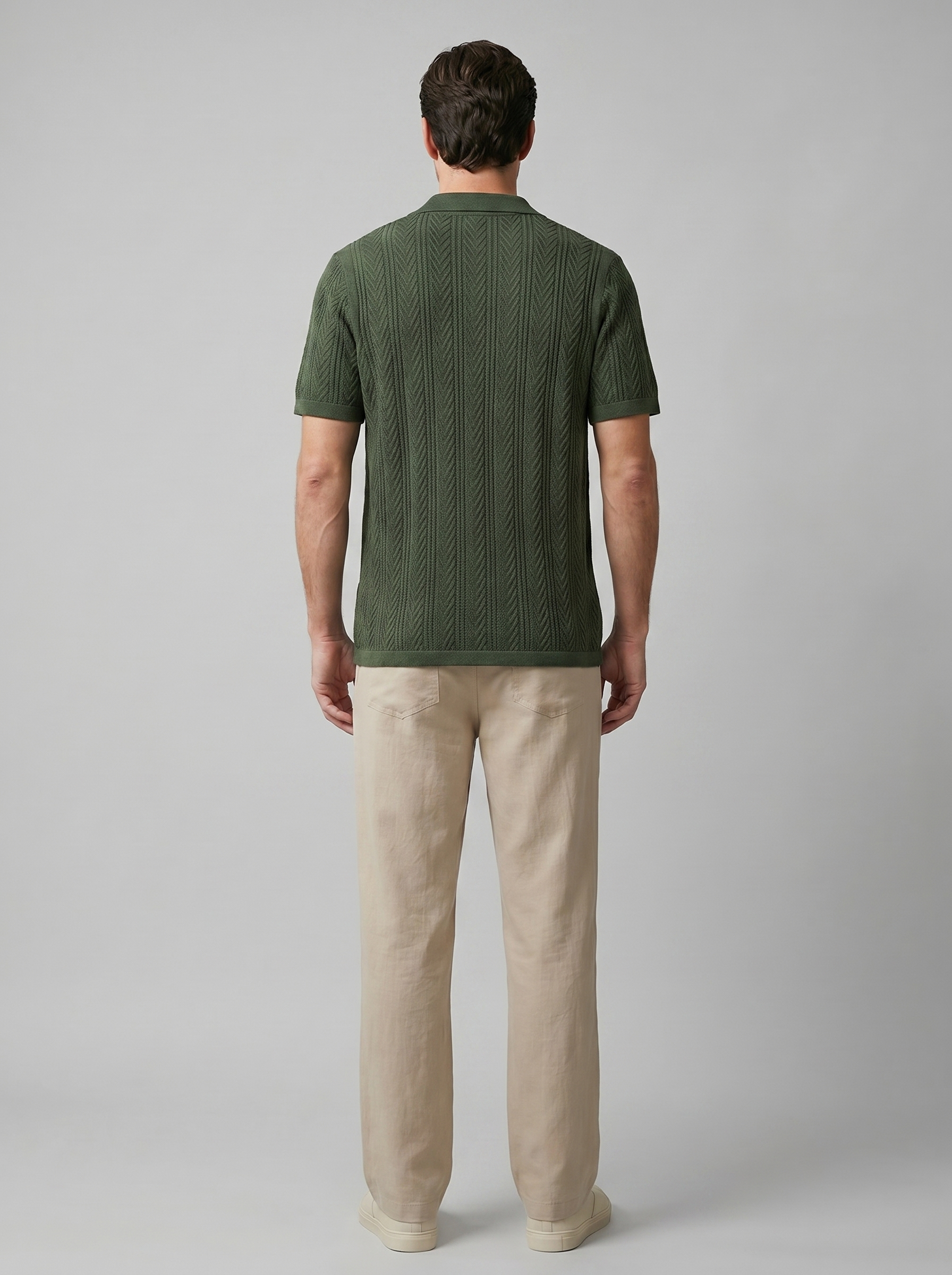 Open-Knit Shirt and Trousers Set for Men - Summer Casual