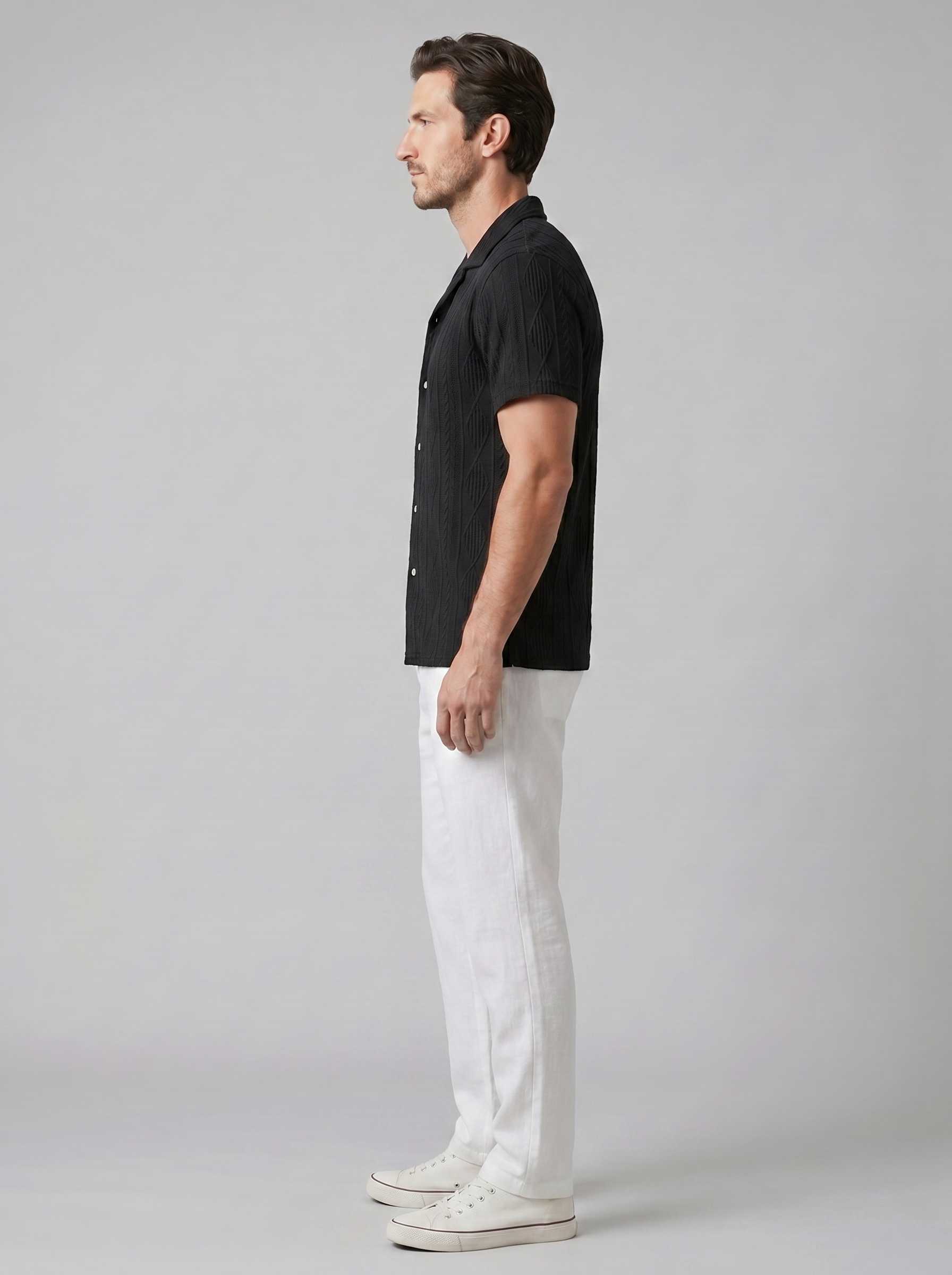 Open-Knit Shirt and Trousers Set for Men - Summer Casual