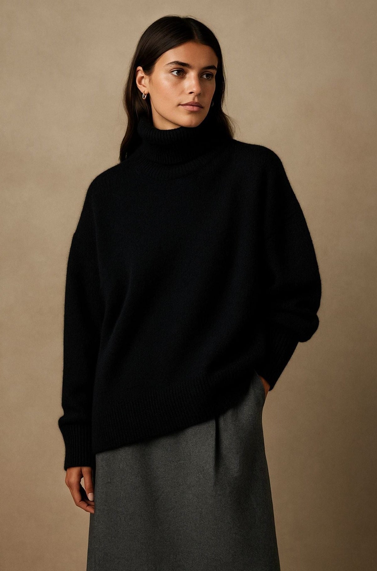 Women's High-Neck Oversized Cashmere Sweater