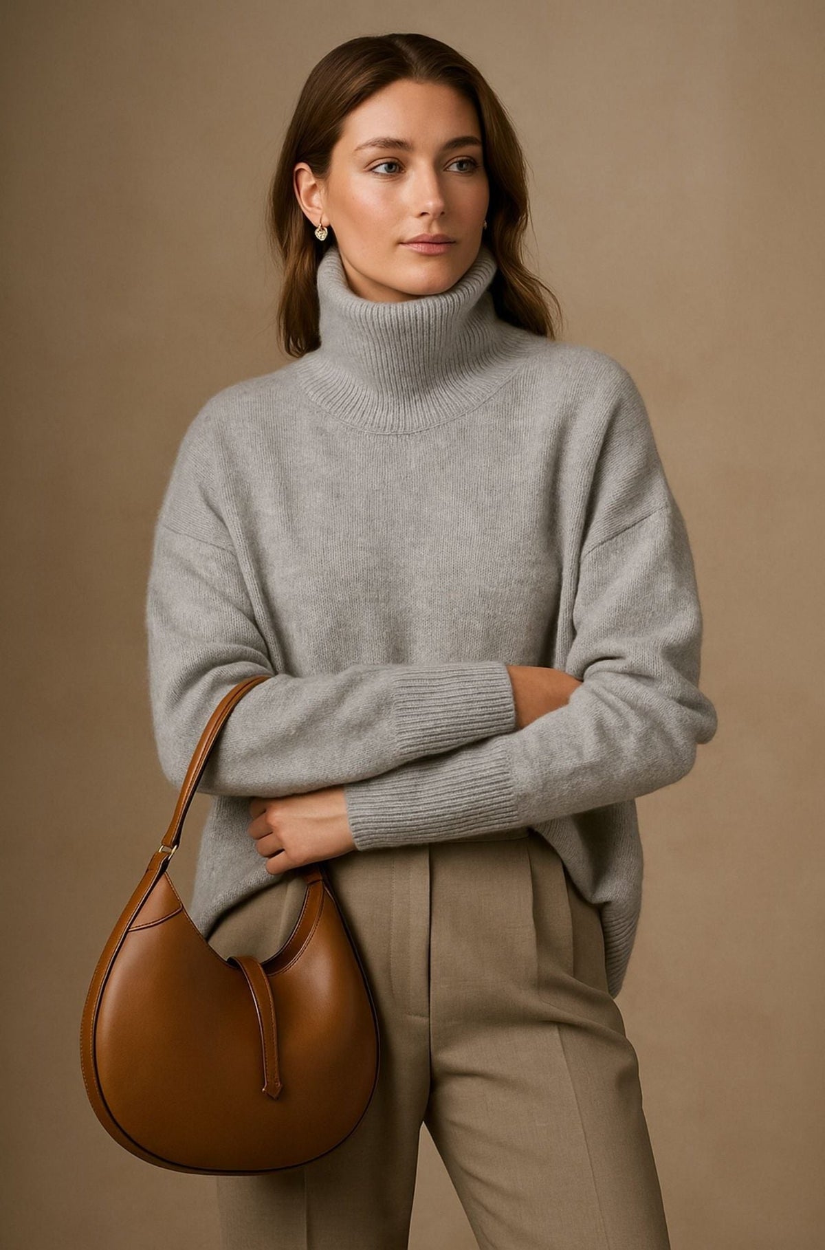 Women's High-Neck Oversized Cashmere Sweater