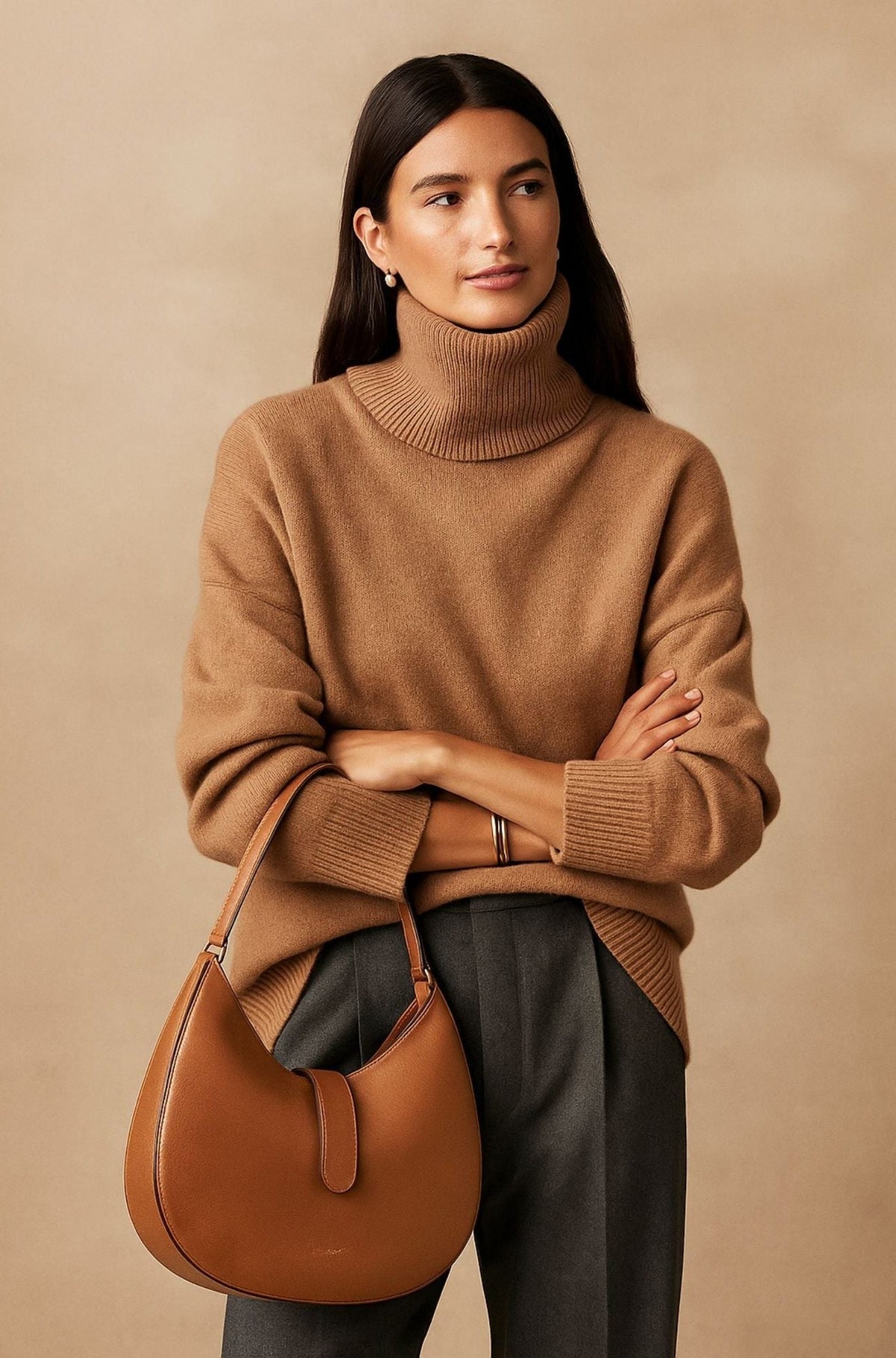 Women's High-Neck Oversized Cashmere Sweater