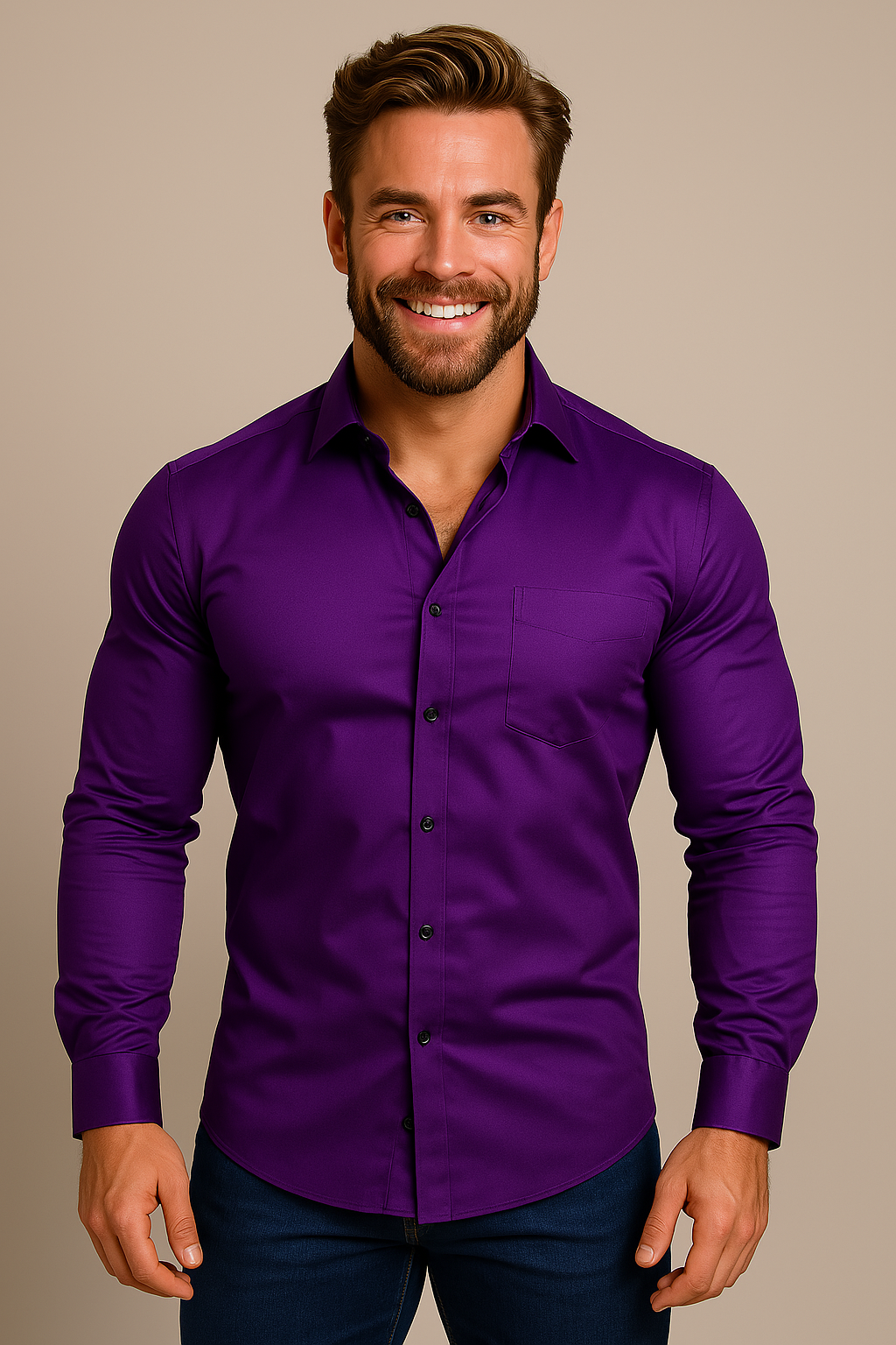Men's Long Sleeve Shirt Structured Fit Wrinkle-Free