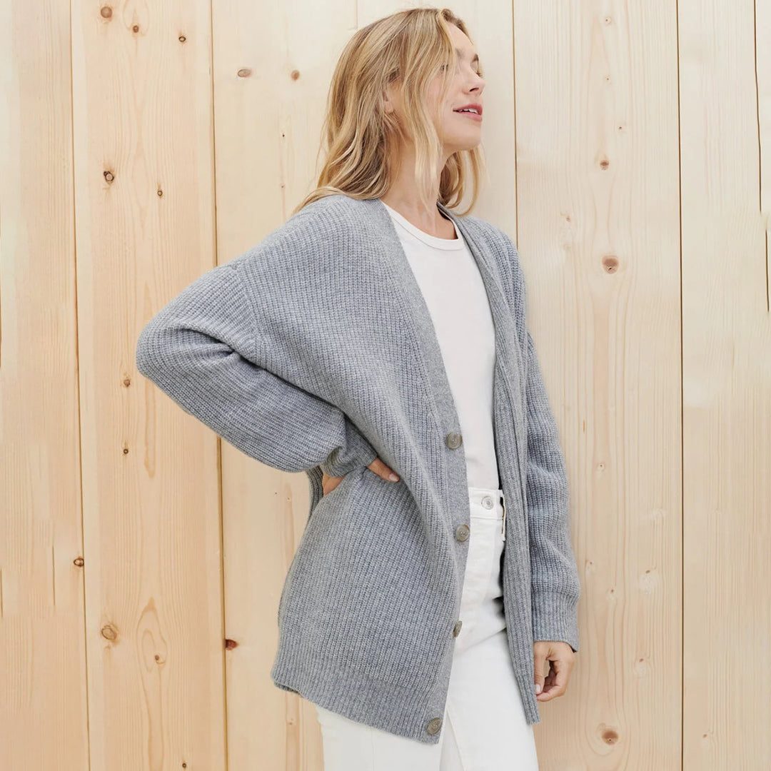 V-Neck Button-Up Oversized Cardigan for Women