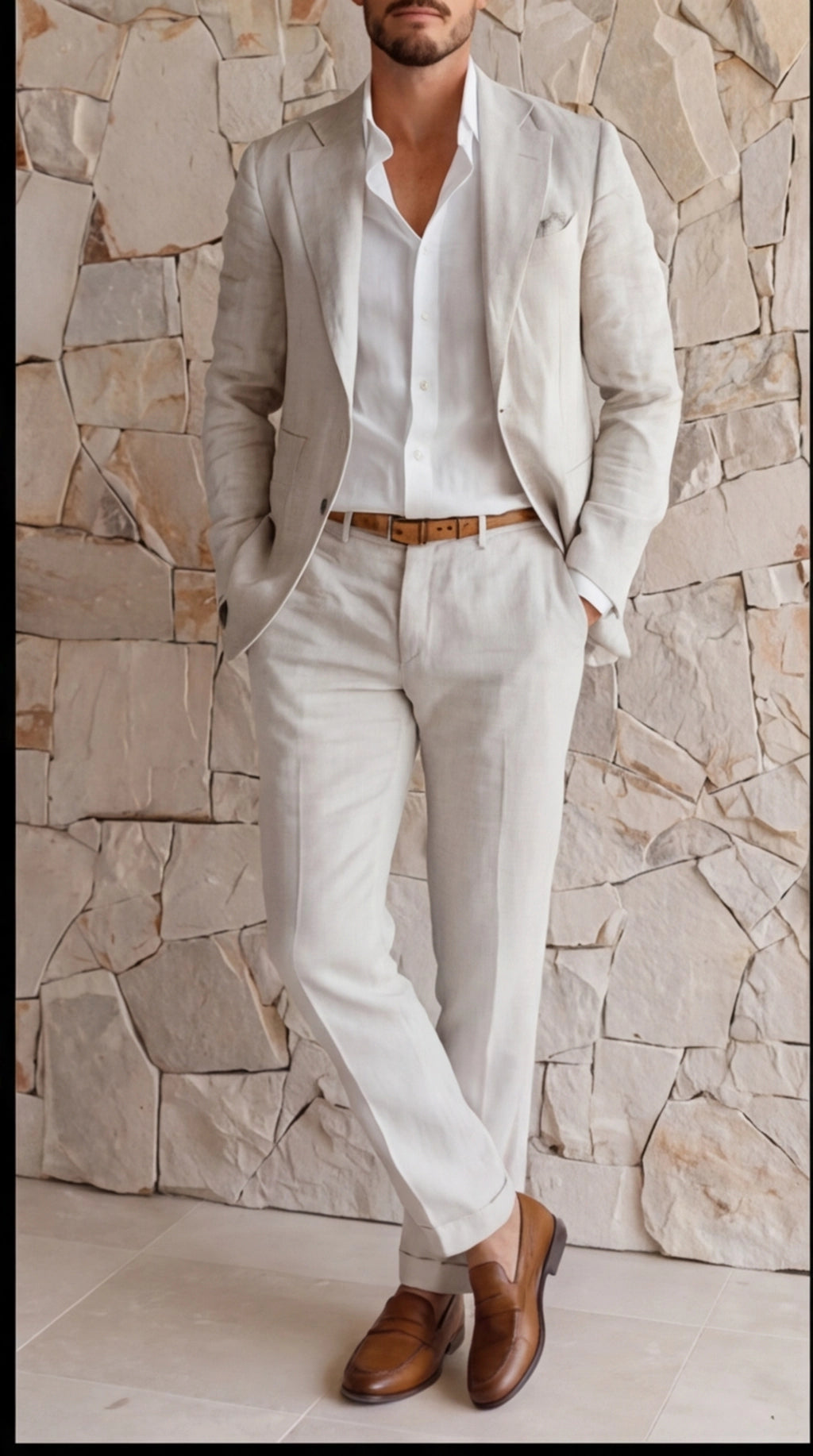 Pak Heren Slim Fit Blazer en Broek Business Bruiloft Zomer