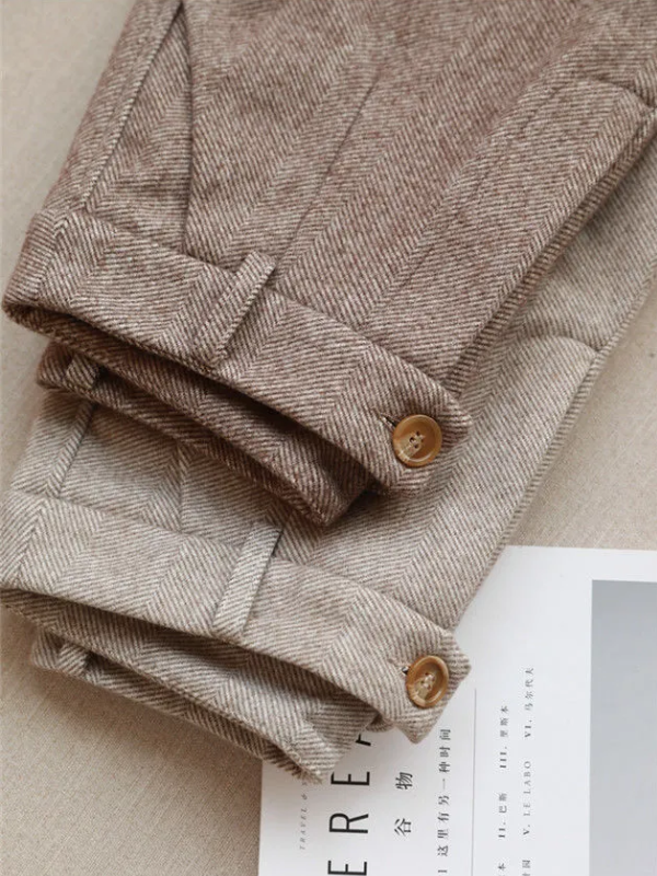 Women's High Waist Wool Winter Formal Casual Trousers
