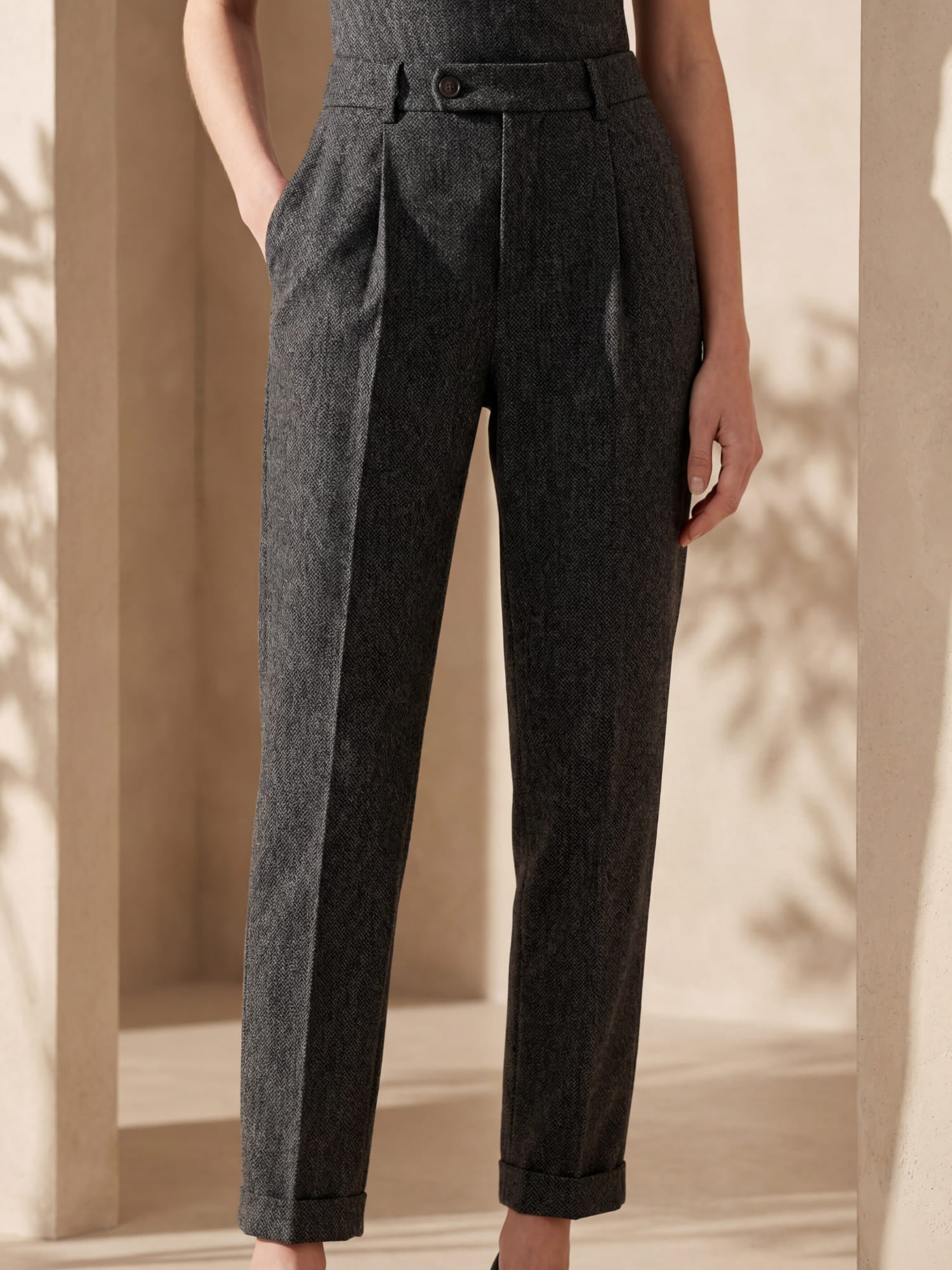 Women's High Waist Wool Winter Formal Casual Trousers