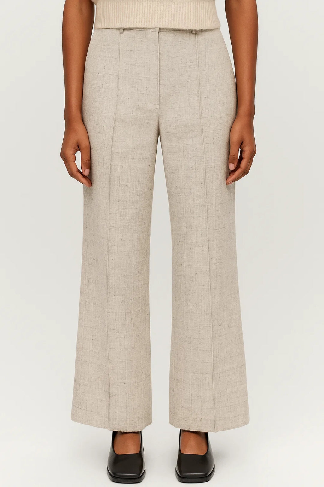 Wide Leg High Waist Pressed Pleat Trousers for Women
