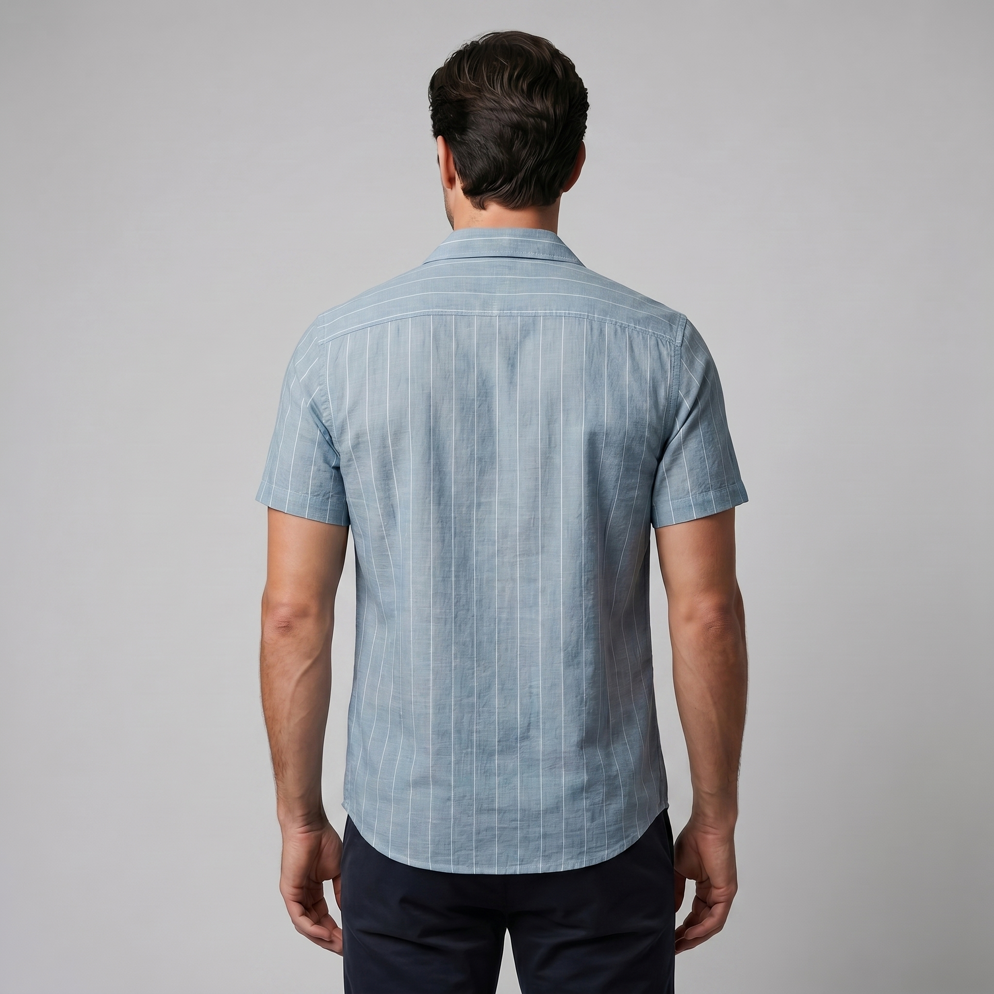 Pinstripe Camp Shirt Men's Short Sleeves Casual Summer