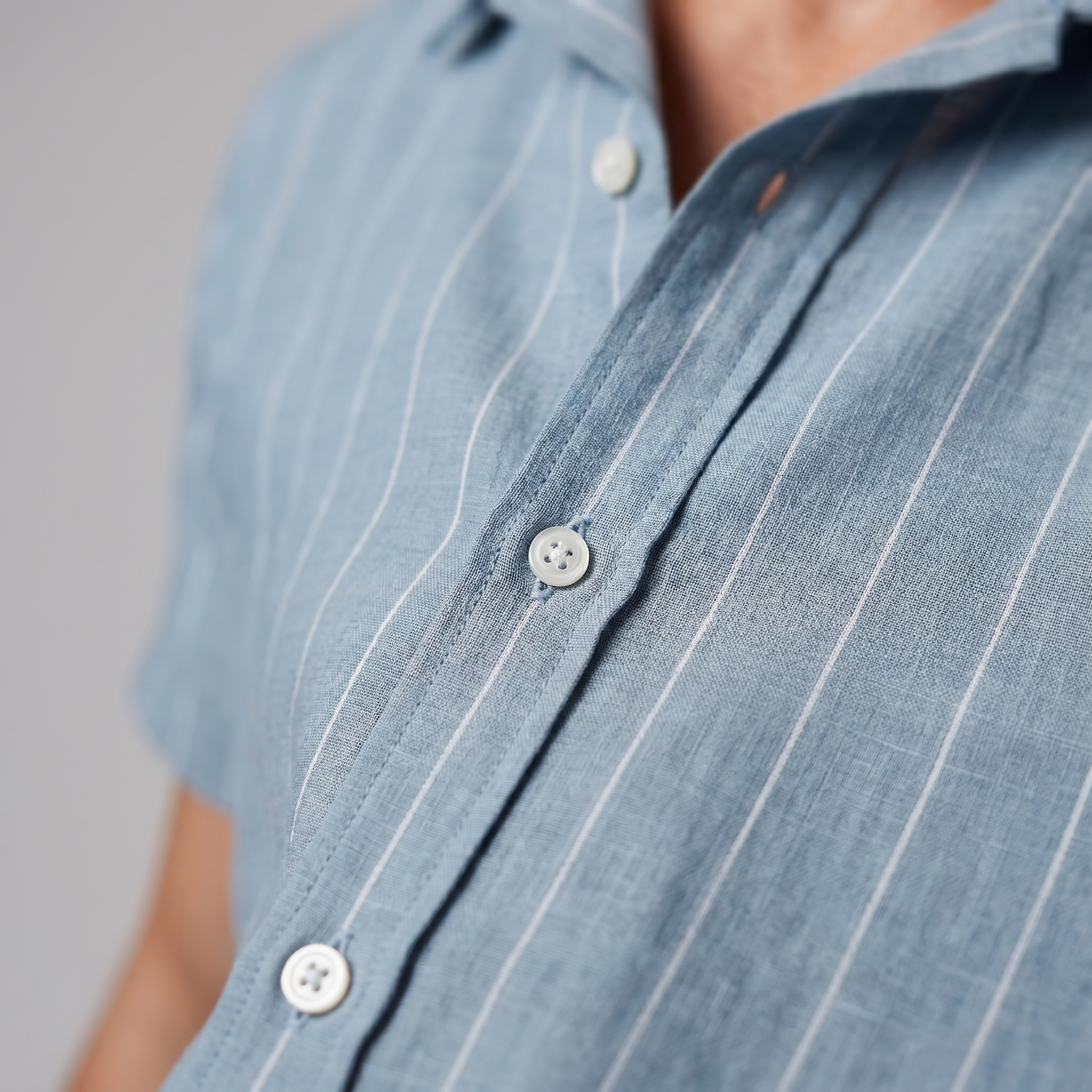 Pinstripe Camp Shirt Men's Short Sleeves Casual Summer