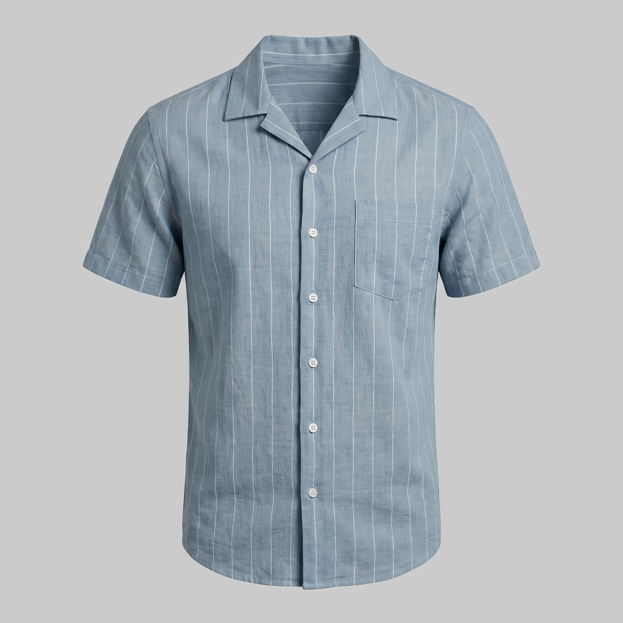 Pinstripe Camp Shirt Men's Short Sleeves Casual Summer