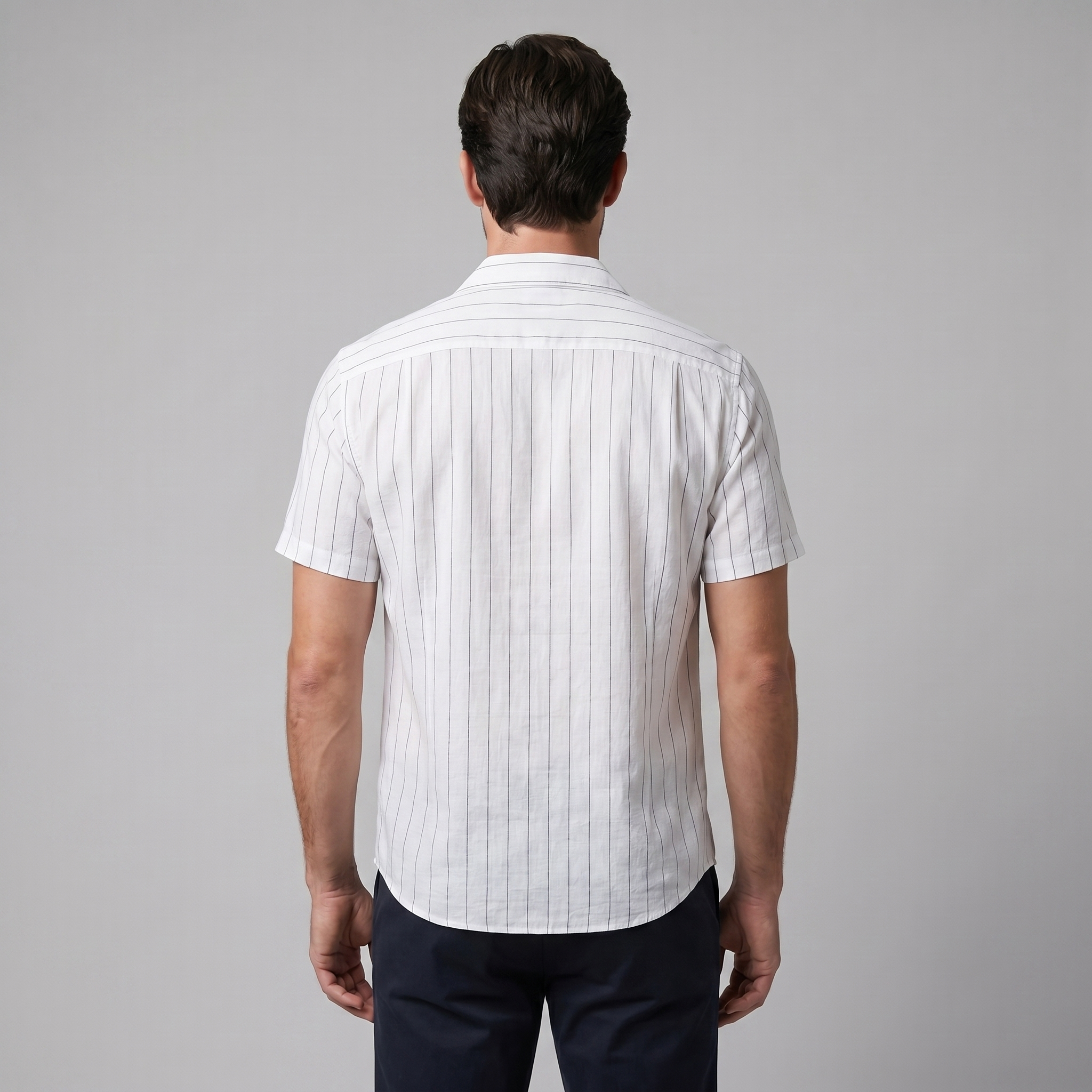 Pinstripe Camp Shirt Men's Short Sleeves Casual Summer