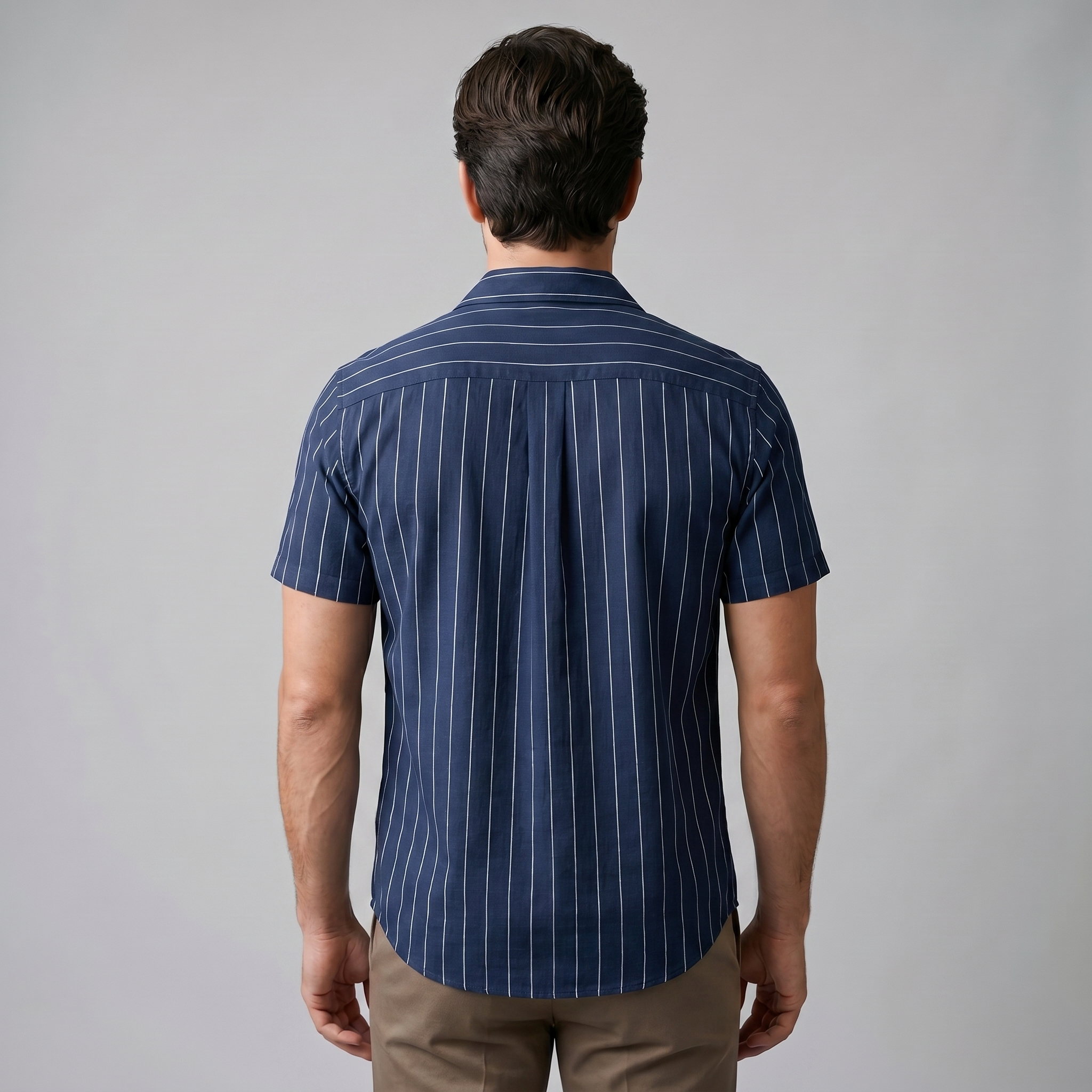Pinstripe Camp Shirt Men's Short Sleeves Casual Summer