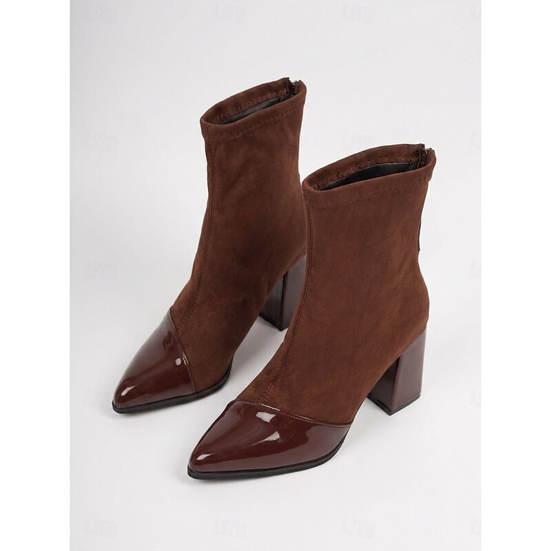 Lucia | Stylish Cap-Toe Chunky Heel Ankle Booties