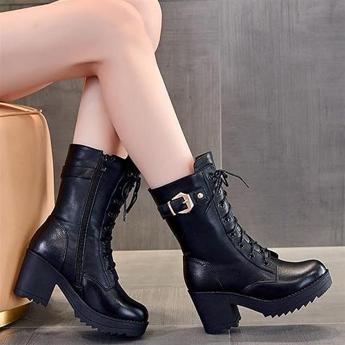 Women's Adjustable Buckle Platform Ankle Boots