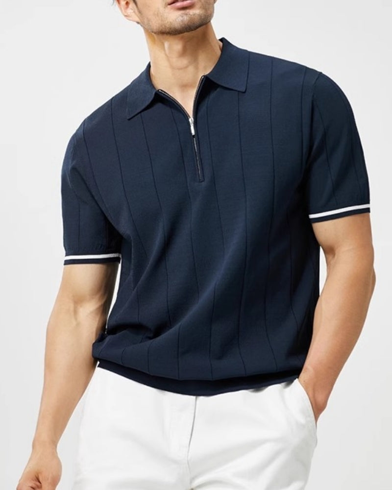 Polo Heren Contrast Trim Lange Mouwen Casual