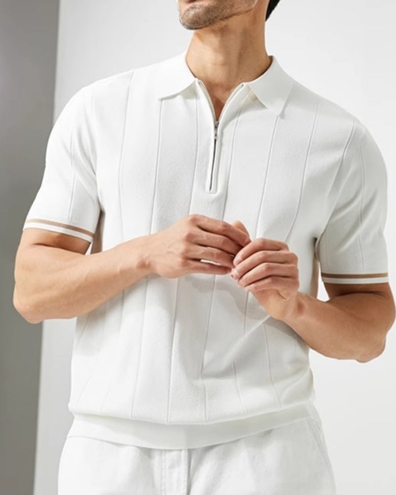 Polo Heren Contrast Trim Lange Mouwen Casual