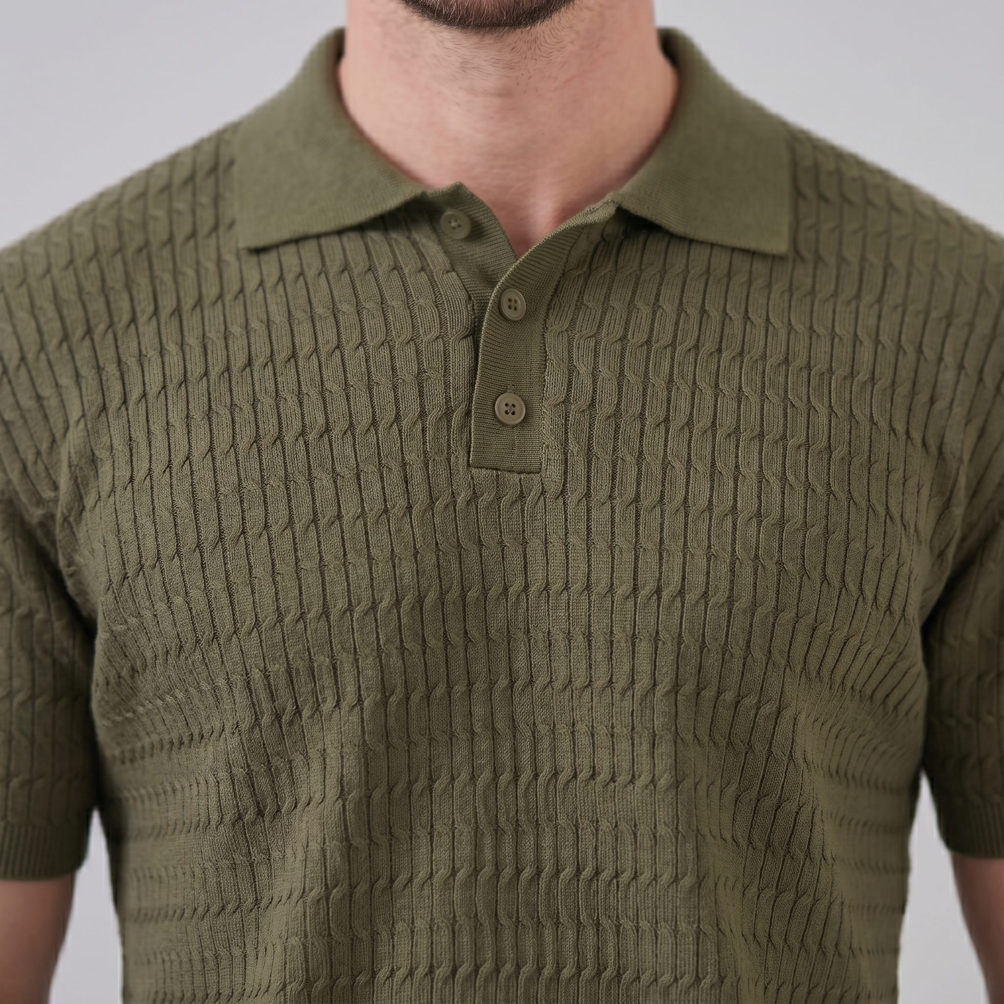 Men's Slim Fit Long Sleeve Smart Casual Polo