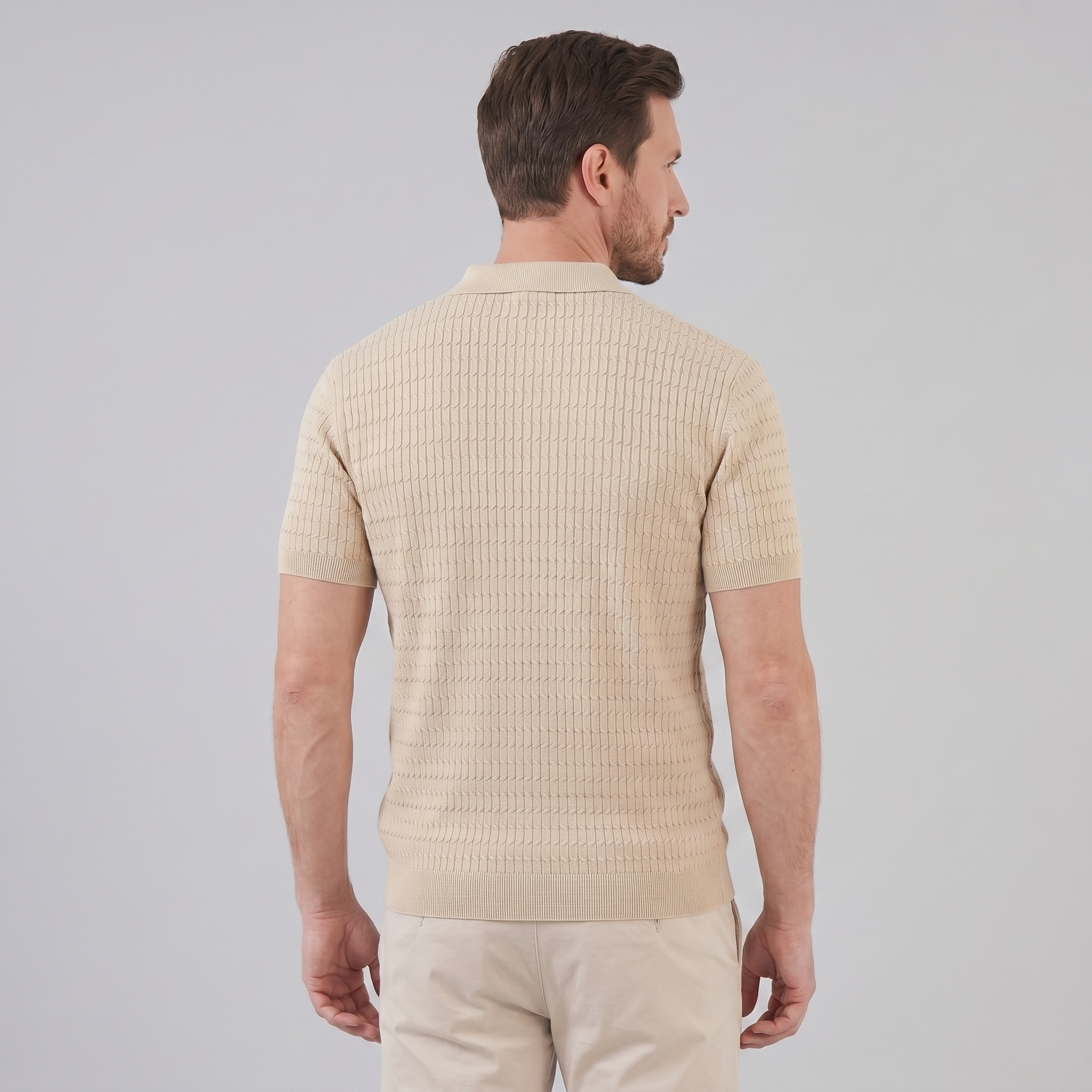 Men's Slim Fit Long Sleeve Smart Casual Polo