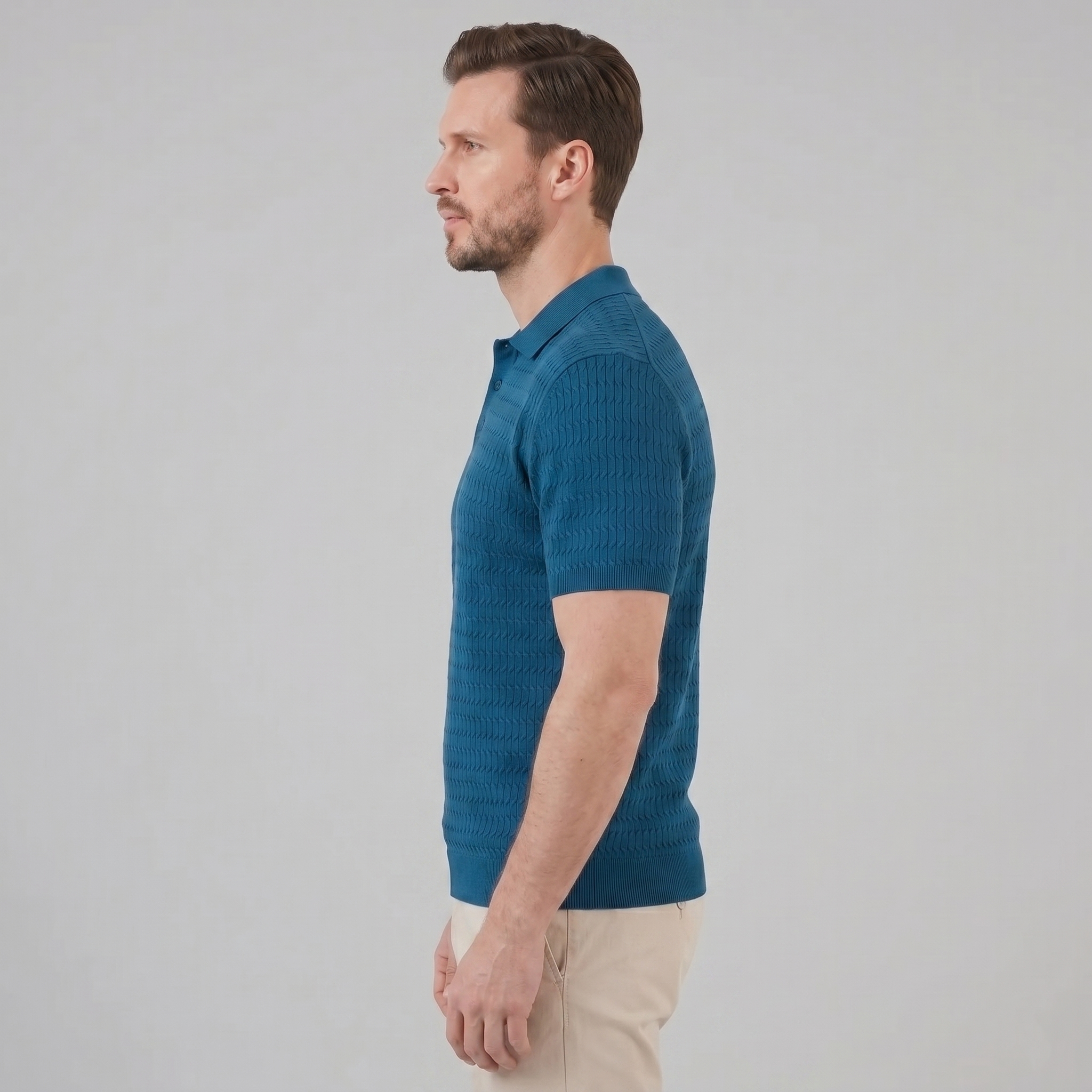 Men's Slim Fit Long Sleeve Smart Casual Polo