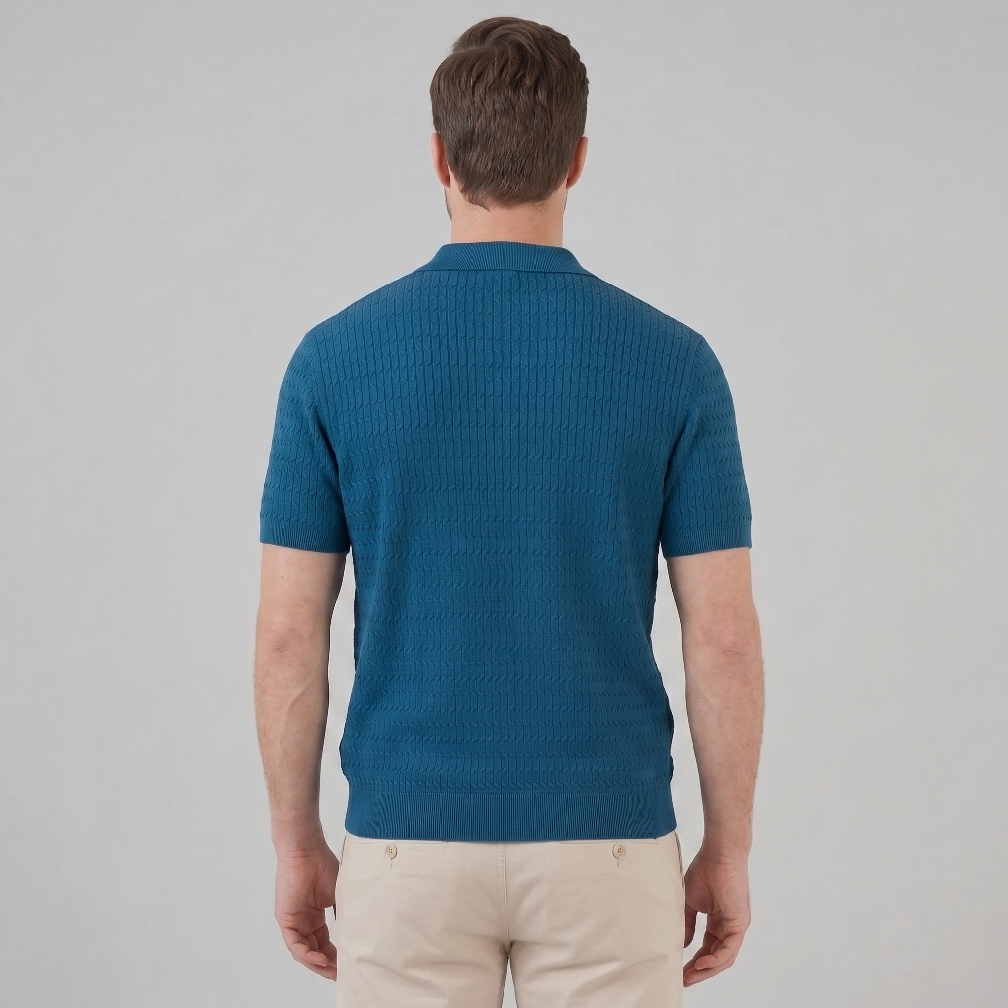 Men's Slim Fit Long Sleeve Smart Casual Polo