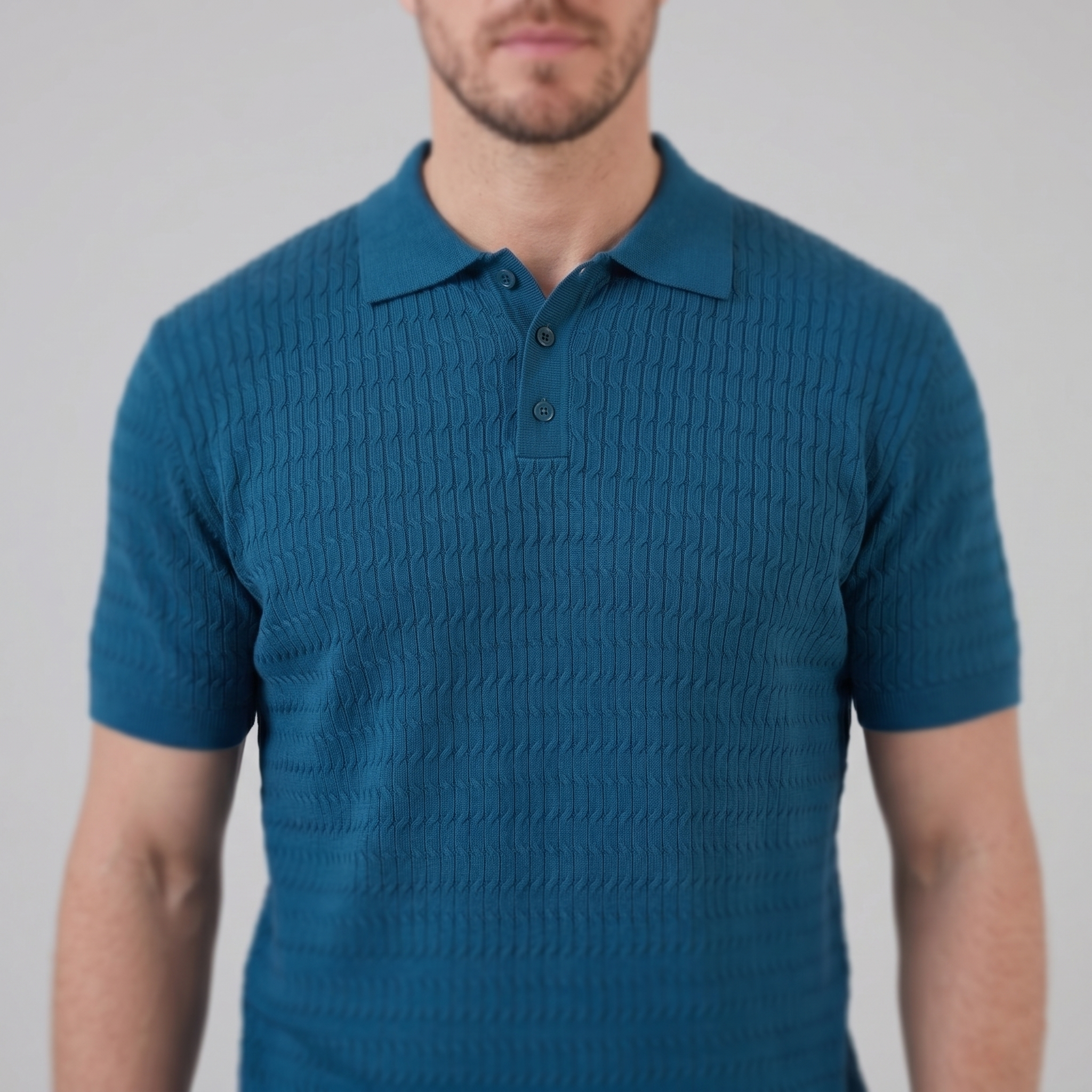 Men's Slim Fit Long Sleeve Smart Casual Polo