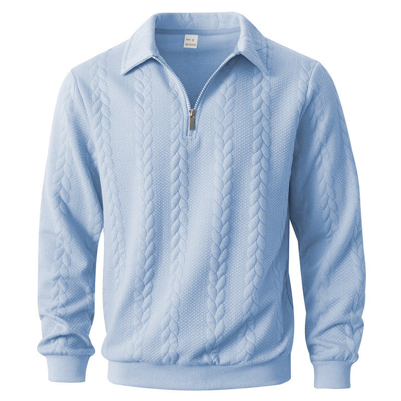 Men's Half-Zip Cable Knit Polo Shirt