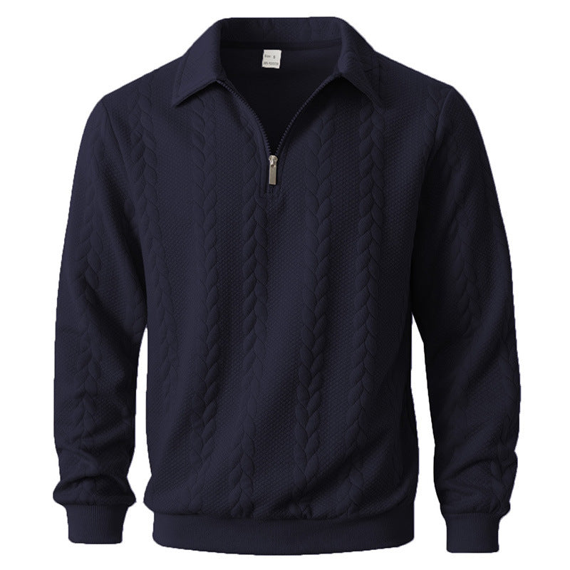Men's Half-Zip Cable Knit Polo Shirt