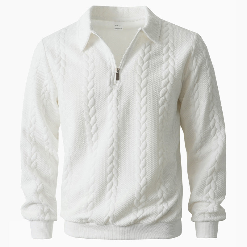 Men's Half-Zip Cable Knit Polo Shirt