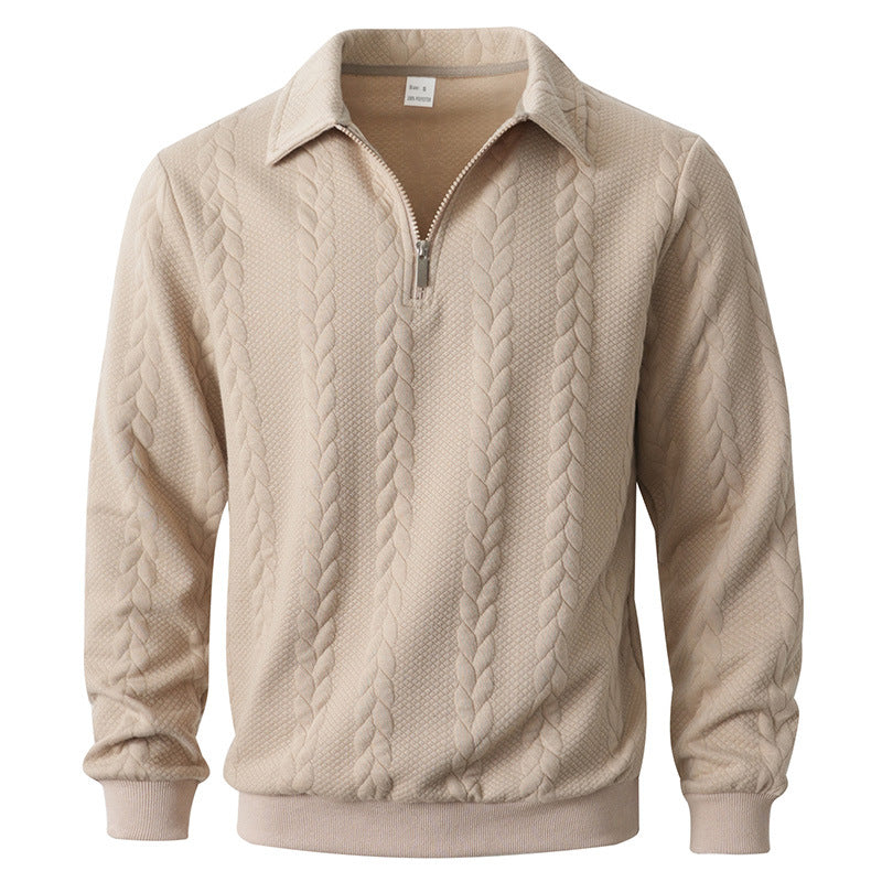 Men's Half-Zip Cable Knit Polo Shirt