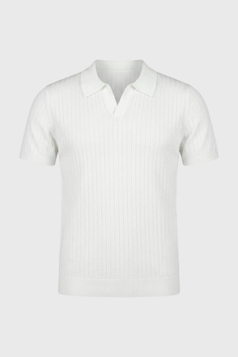 Men's Polo Shirt Regular Fit Ribbed Knit Short Sleeves