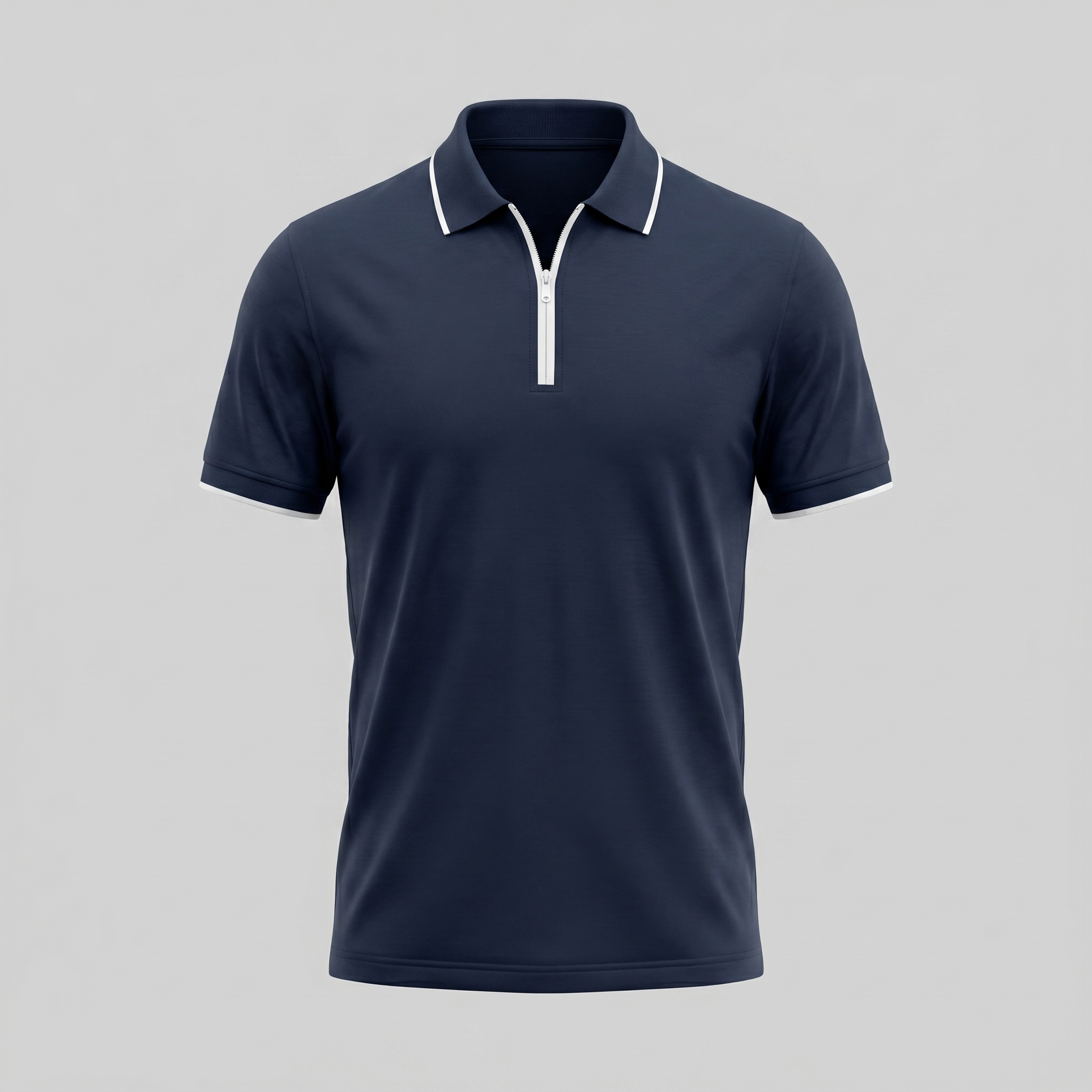 Men's Short Sleeve Polo Shirt with Zip Casual