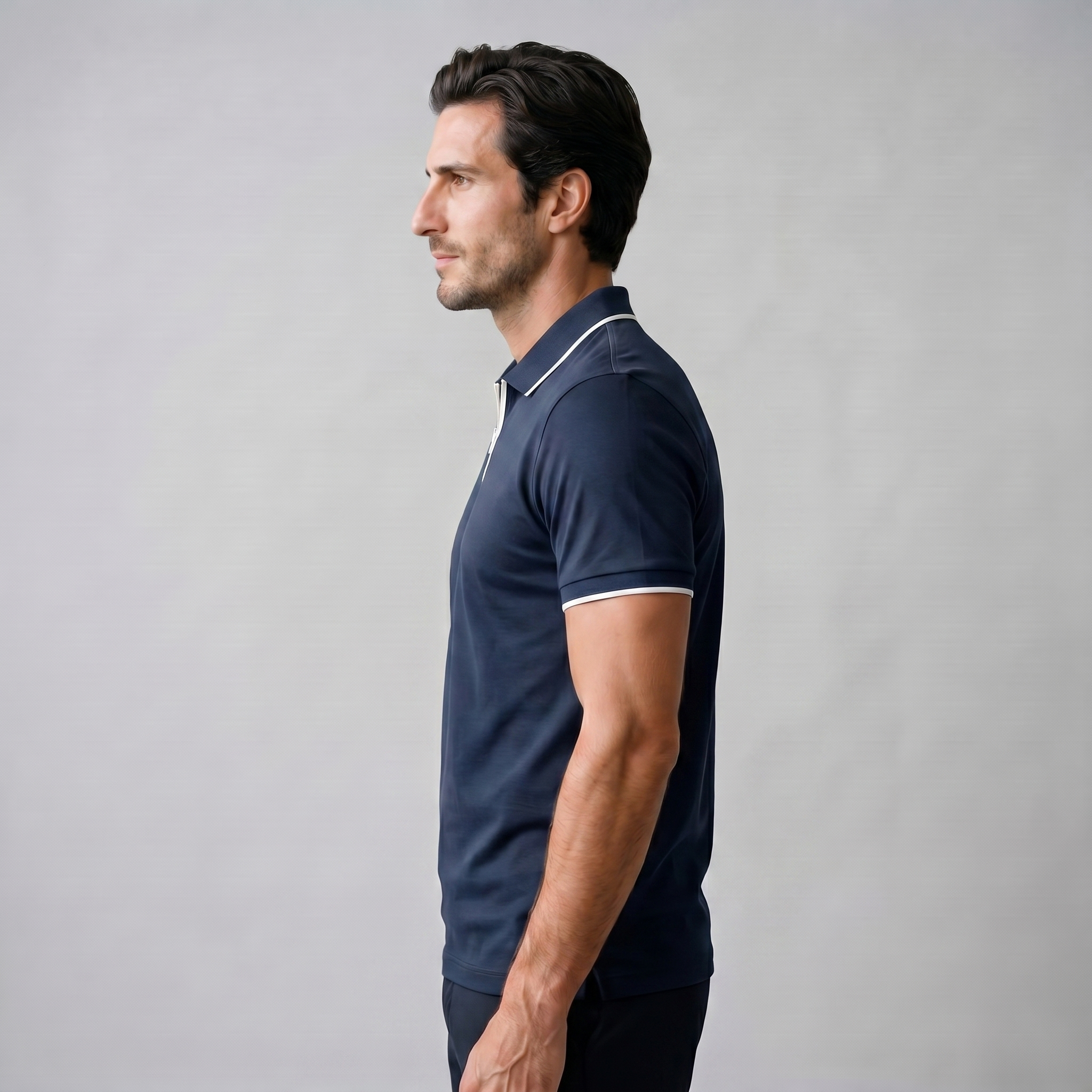 Men's Short Sleeve Polo Shirt with Zip Casual
